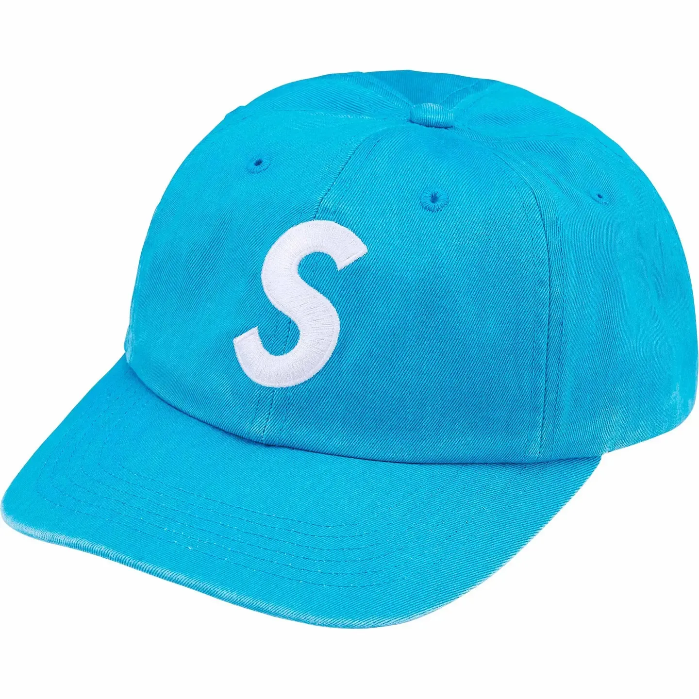 🅿️126 N051 Sup 50SS Pigment Coated S Logo 6-Panel Big S embroidered washed distressed peaked baseball cap black off-white green blue red