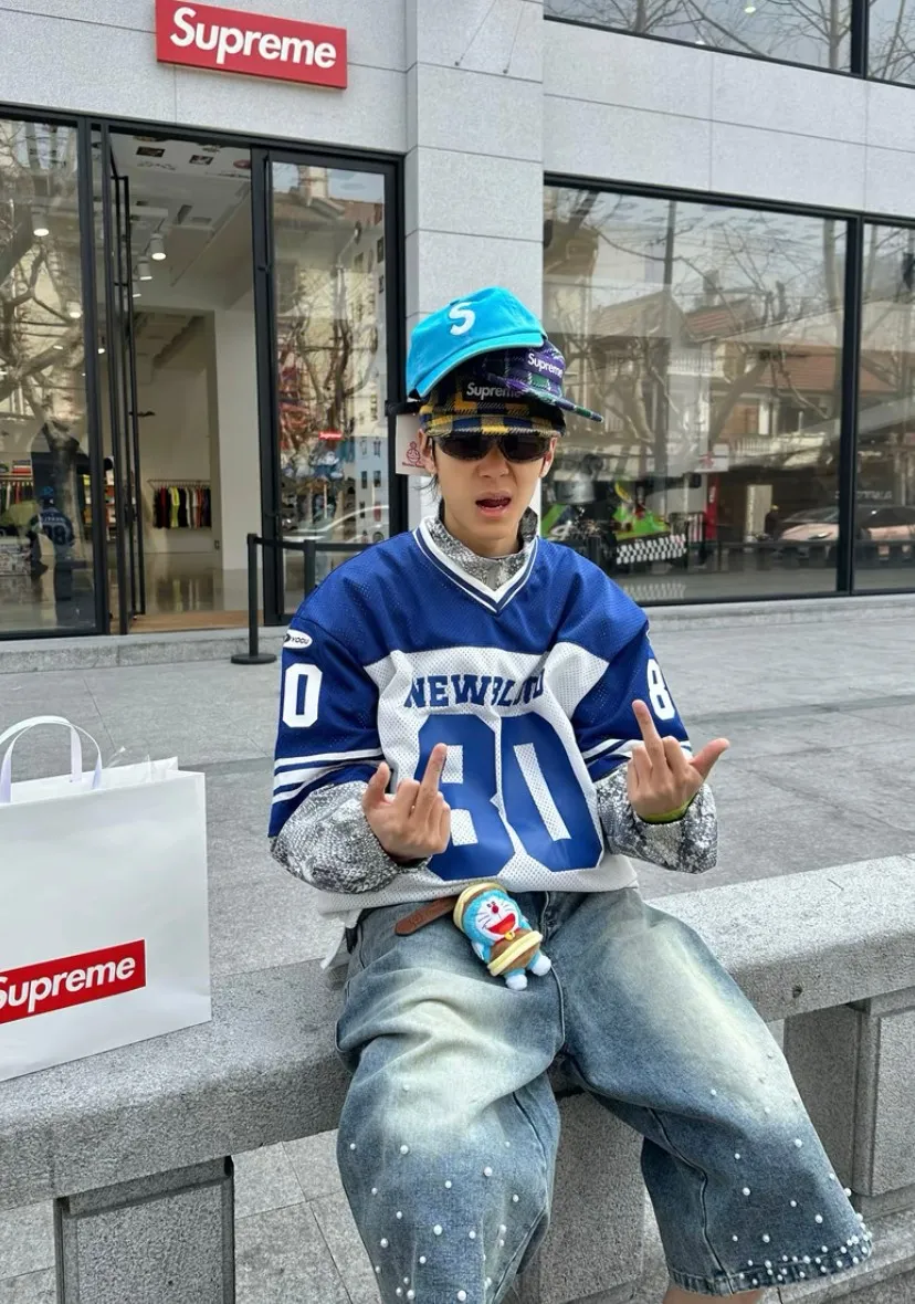 🅿️126 N051 Sup 50SS Pigment Coated S Logo 6-Panel Big S embroidered washed distressed peaked baseball cap black off-white green blue red