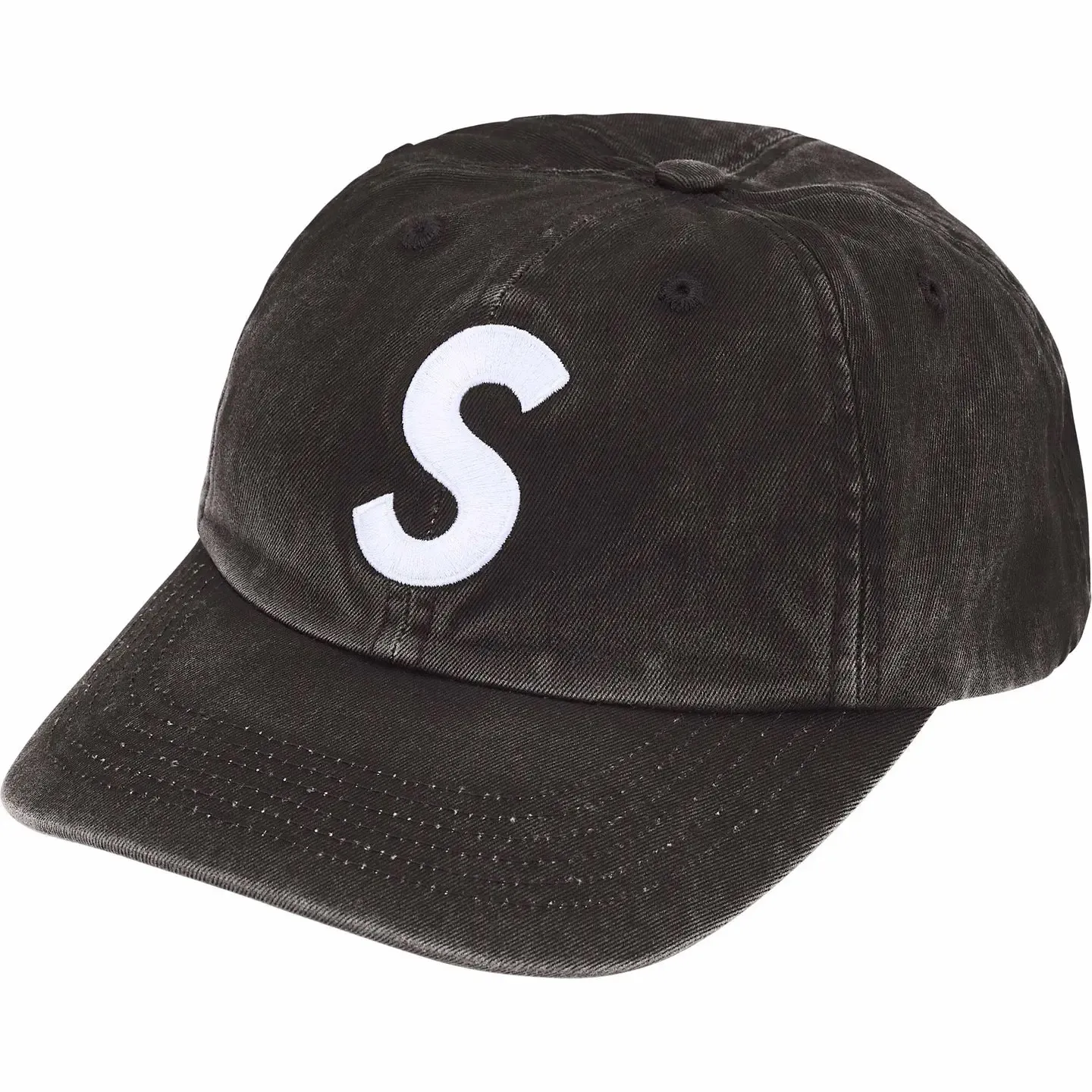 🅿️126 N051 Sup 50SS Pigment Coated S Logo 6-Panel Big S embroidered washed distressed peaked baseball cap black off-white green blue red