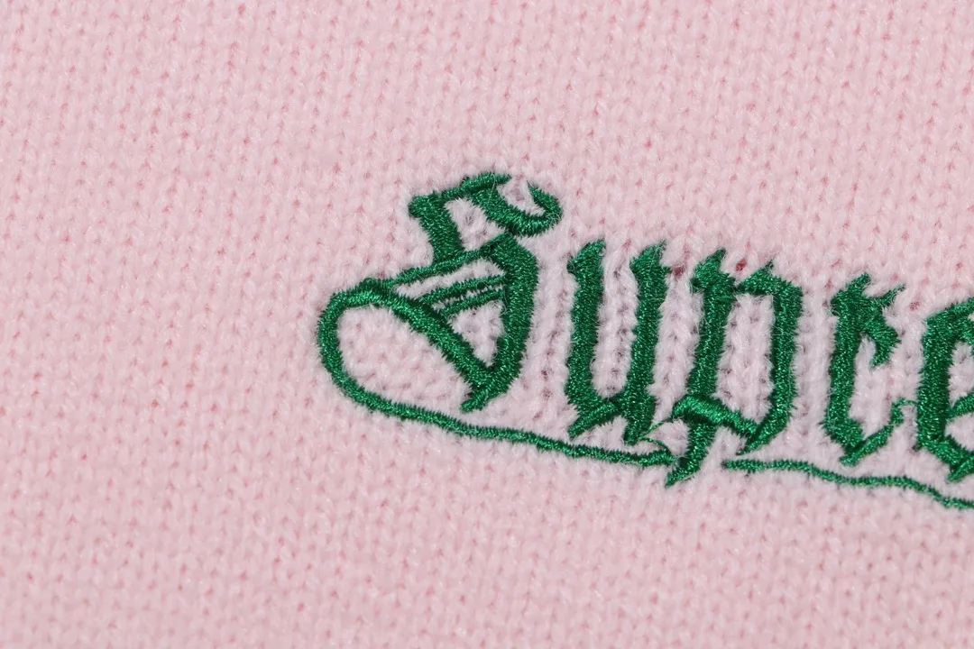 P300 Supreme new embroidered letter logo round neck wool knitted sweater Color: White Black Blue Pink Size: S M L XL XXL