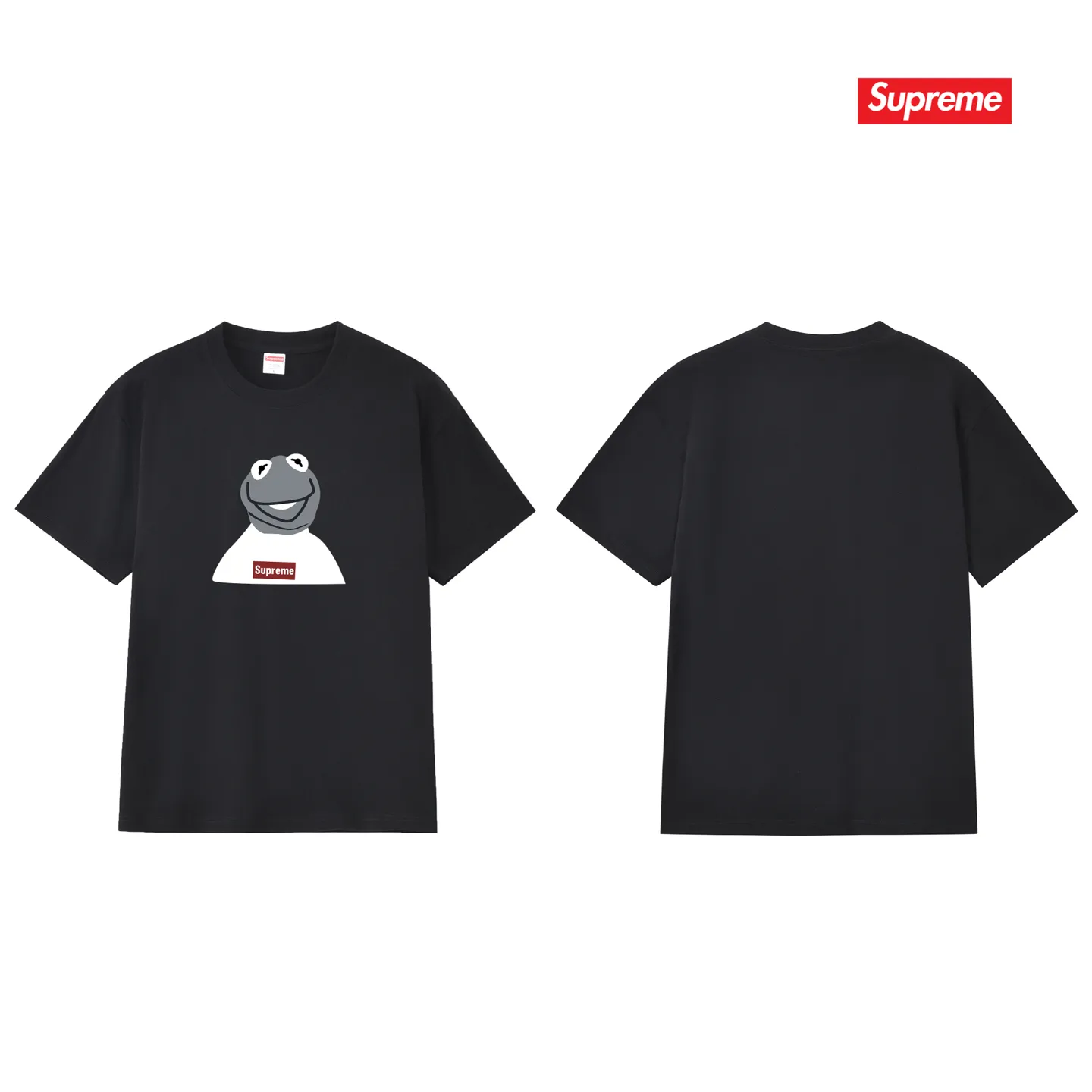 S225 P110💰 supreme 08ss kermit Sesame Street frog character photo tee short-sleeved loose fit Made of 260g combed cotton double yarn, all three standards from fabrics to accessories are complete and ZP-imported Matsui company's slurry printing will never crack The whole piece adopts three-needle five-thread process The neckline-shoulder seam-sleeve seam double line, looks more three-dimensional and textured) The same process as the authentic original version, classic version Feel free to compare zp. The whole piece adopts three-needle five-thread craftsmanship (neckline-shoulder seam-sleeve seam double thread, which looks more three-dimensional and textured). It has the same craftsmanship as the original original, classic version. Color: black, white, light gray, pink, navy. Size: S M L XL XXL