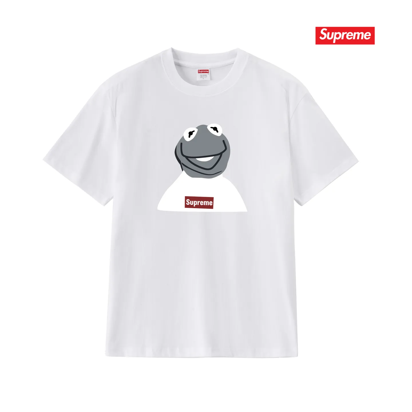S225 P110💰 supreme 08ss kermit Sesame Street frog character photo tee short-sleeved loose fit Made of 260g combed cotton double yarn, all three standards from fabrics to accessories are complete and ZP-imported Matsui company's slurry printing will never crack The whole piece adopts three-needle five-thread process The neckline-shoulder seam-sleeve seam double line, looks more three-dimensional and textured) The same process as the authentic original version, classic version Feel free to compare zp. The whole piece adopts three-needle five-thread craftsmanship (neckline-shoulder seam-sleeve seam double thread, which looks more three-dimensional and textured). It has the same craftsmanship as the original original, classic version. Color: black, white, light gray, pink, navy. Size: S M L XL XXL