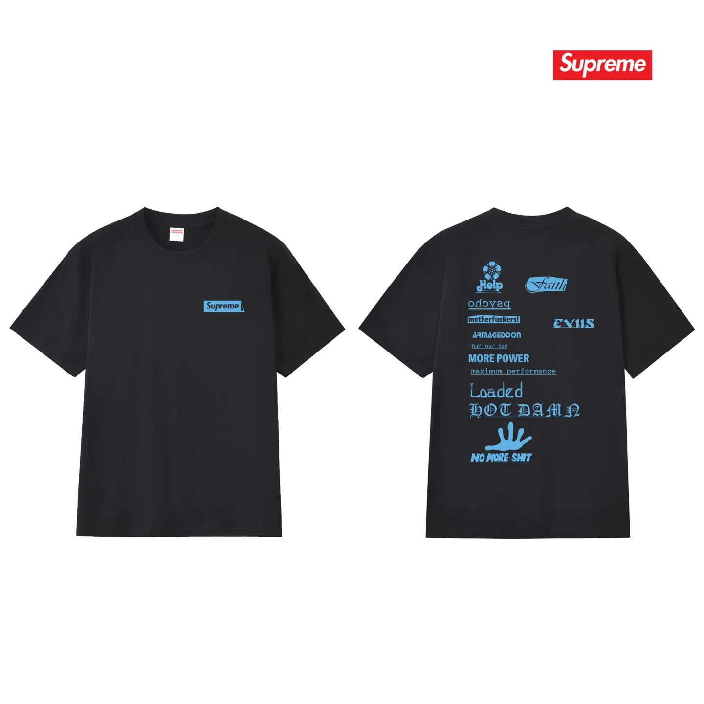 S243 P110💰 Supreme Week 17 No More Shit Tee letter printed round neck T-shirt, same style for men and women, loose fit, made of 260g combed cotton double yarn, all three standards from fabrics to accessories are in compliance with ZP, imported Matsui Company slurry printing will never crack, the whole piece adopts three-needle five-thread process (neckline-shoulder seam-sleeve seam double line, looks more three-dimensional and textured) consistent with the original version, classic version Feel free to compare zp. The whole piece adopts three-needle five-thread craftsmanship (neckline-shoulder seam-sleeve seam double thread, which looks more three-dimensional and textured). It has the same craftsmanship as the original original, classic version. Color: black, white, light gray, pink, navy. Size: S M L XL XXL