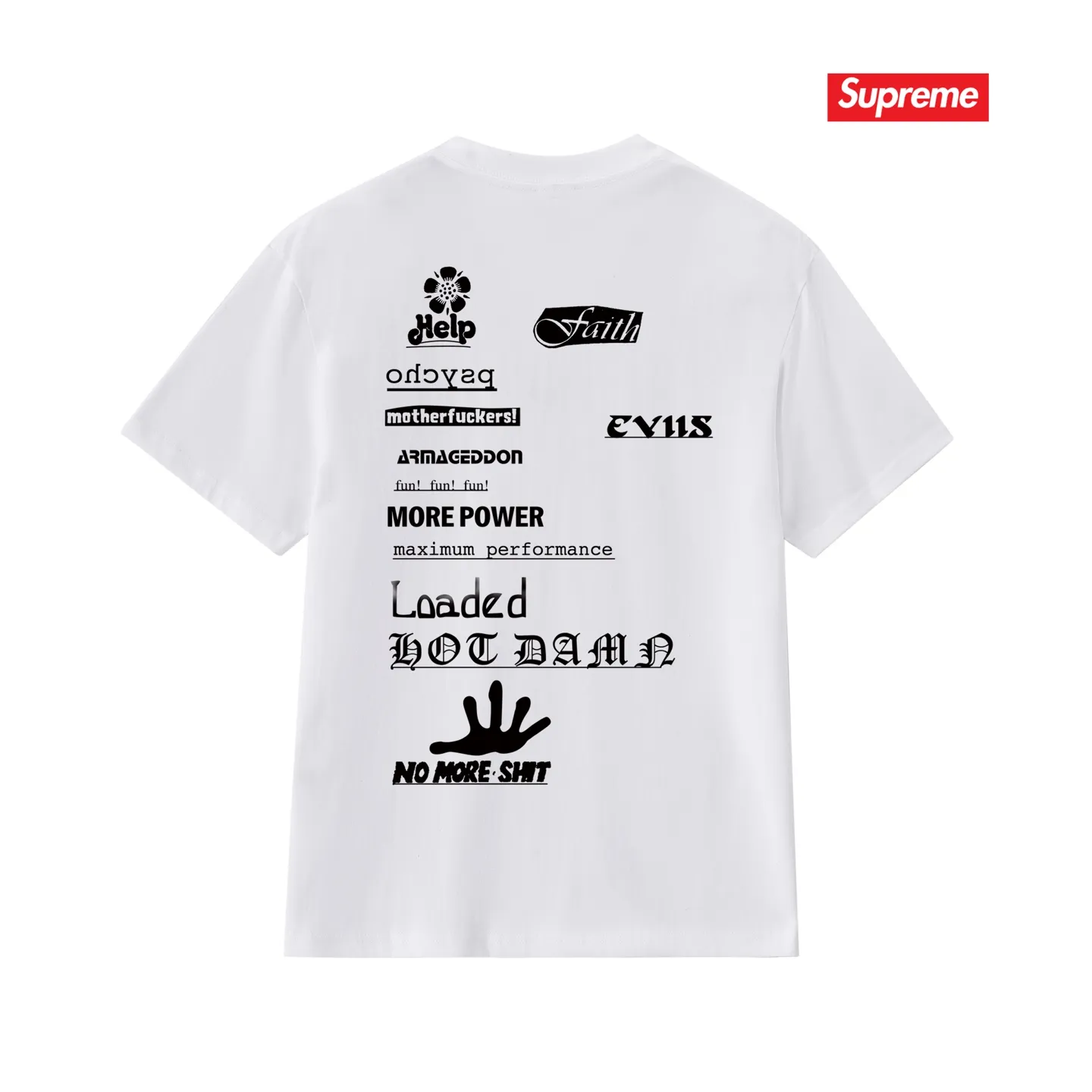 S243 P110💰 Supreme Week 17 No More Shit Tee letter printed round neck T-shirt, same style for men and women, loose fit, made of 260g combed cotton double yarn, all three standards from fabrics to accessories are in compliance with ZP, imported Matsui Company slurry printing will never crack, the whole piece adopts three-needle five-thread process (neckline-shoulder seam-sleeve seam double line, looks more three-dimensional and textured) consistent with the original version, classic version Feel free to compare zp. The whole piece adopts three-needle five-thread craftsmanship (neckline-shoulder seam-sleeve seam double thread, which looks more three-dimensional and textured). It has the same craftsmanship as the original original, classic version. Color: black, white, light gray, pink, navy. Size: S M L XL XXL