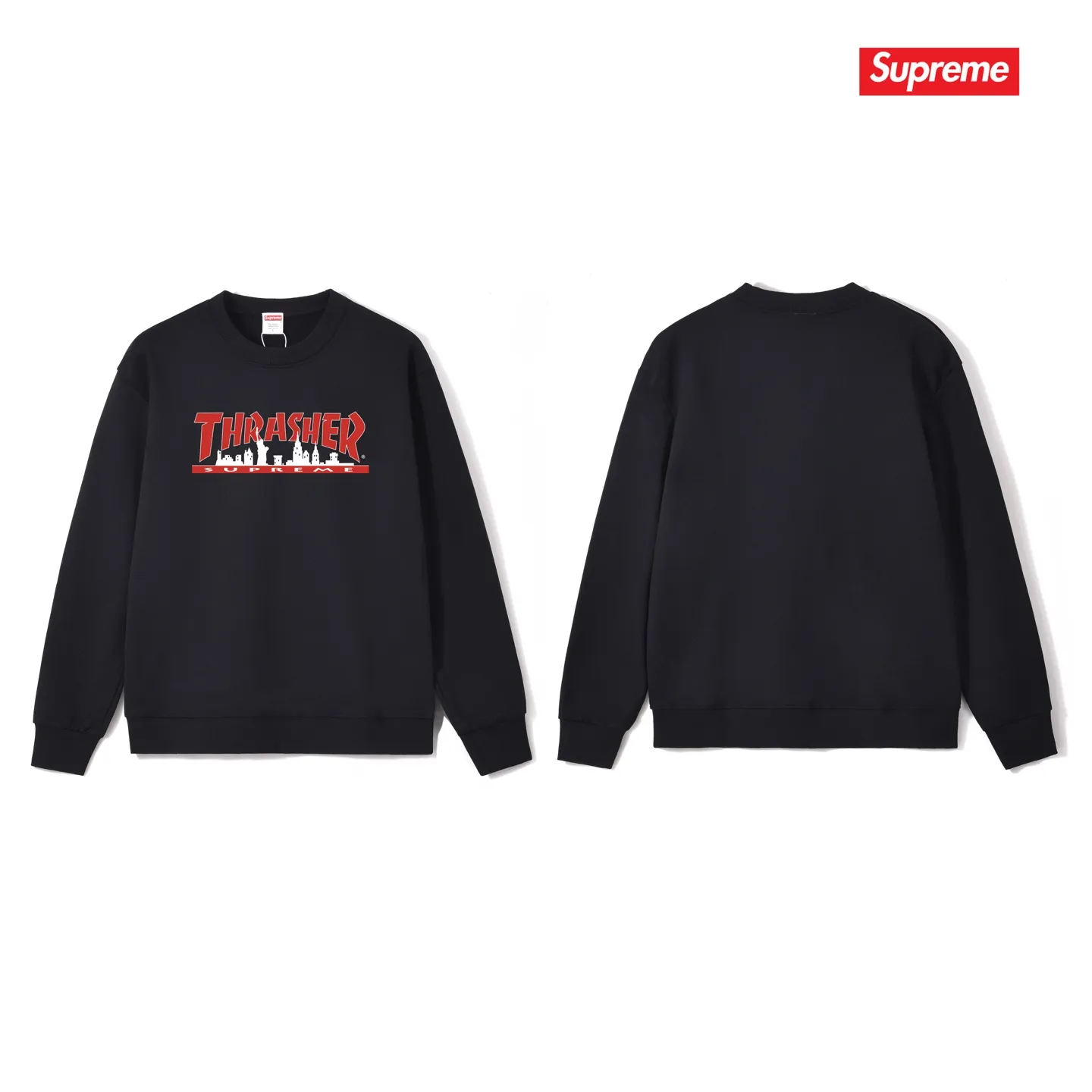 Style No. S1149 #terryp150💰 Plush 160💰 SUP 72FW Thras Skyline Tee flame joint trendy men's round neck sweatshirt Made of 400 grams of large terry (drop shoulder large version) fabric, soft texture and no pilling Imported environmentally friendly printing glue The pattern is bright and three-dimensional Quality 💥Same style for men and women The upper body is fashionable Color: black white gray Size: S M L XL XXL