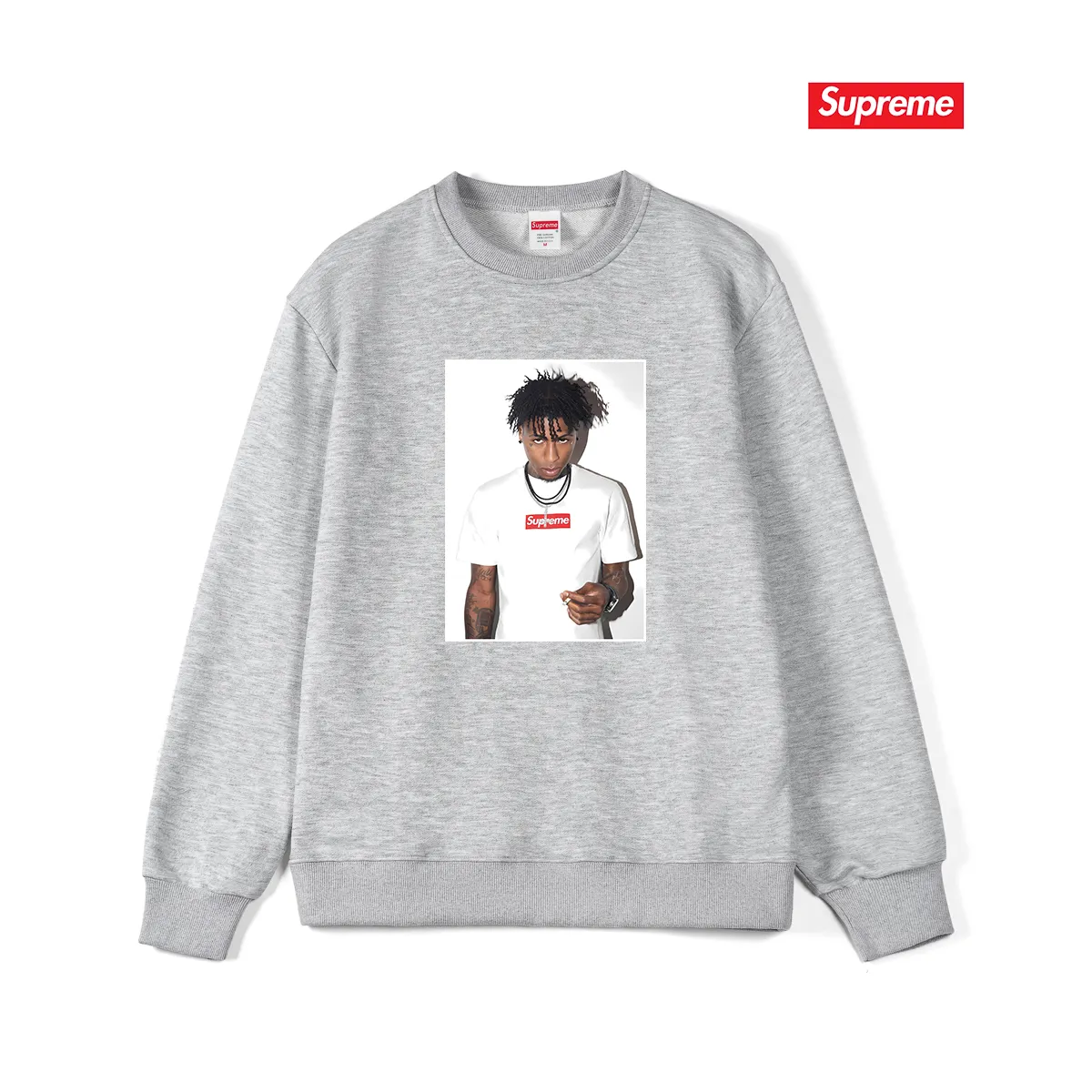 Style No. S1069 #terry p150💰 Velvet 160💰 Supreme FW23 Autumn and Winter Series WEEK1 NBA YOUNGBOY TEE character print round neck sweatshirt Made of 400g large terry (off-shoulder large version) fabric, soft and non-pilling texture, imported environmentally friendly printing glue, bright and three-dimensional pattern, quality 💥Same style for men and women, the upper body is trendy Color: black white gray Size: S M L XL XXL