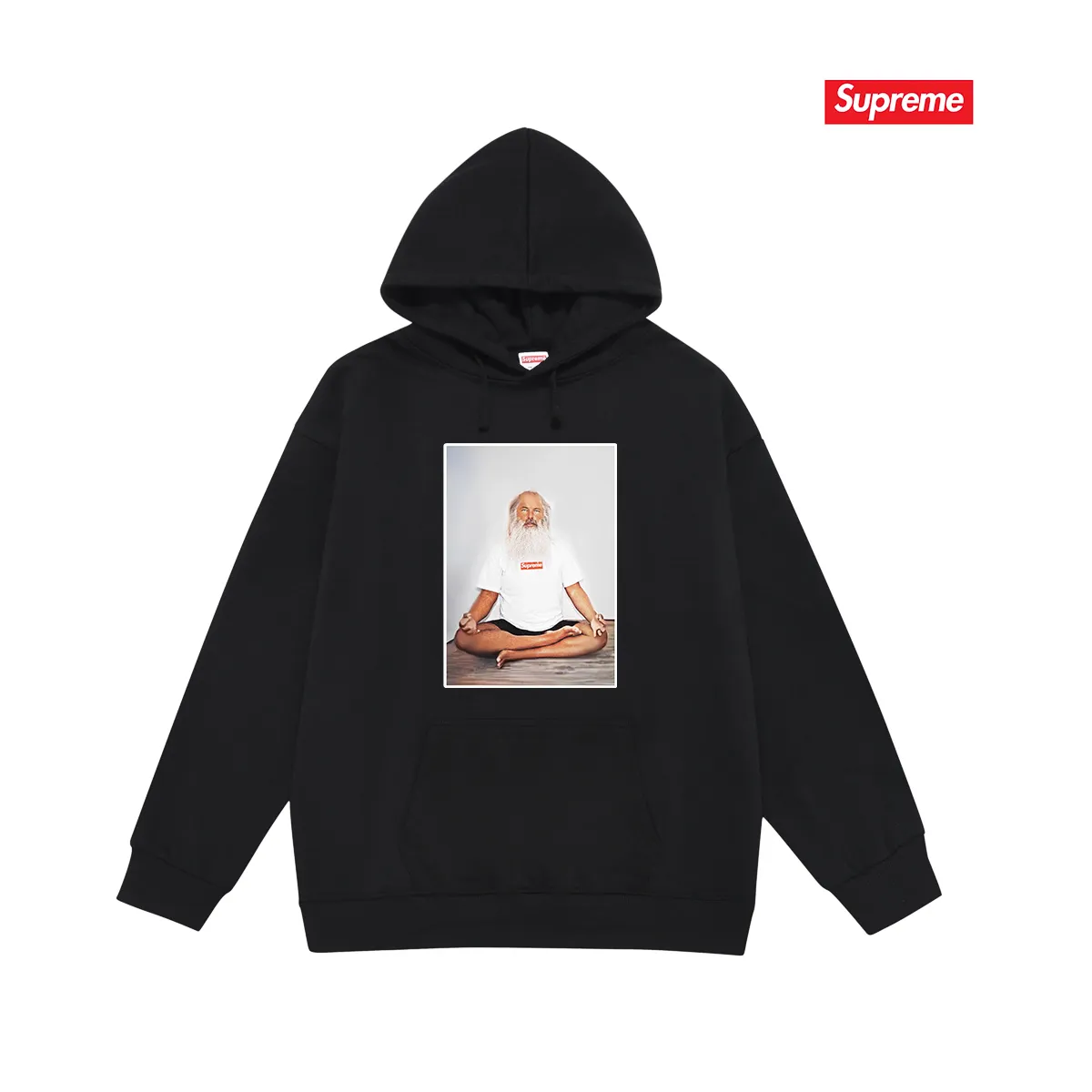 Style No. S2047 #terry P160💰 Velvet P170💰 Supreme Week 1 Rick Rubin Tee meditation character print hooded sweatshirt Made of 400g large terry 430g silver fox velvet (drop shoulder large version) fabric, soft and non-pilling texture, imported environmentally friendly printing glue, bright and three-dimensional pattern, quality 💥Same style for men and women. The upper body is trendy. Color: black white gray Size: S M L XL XXL