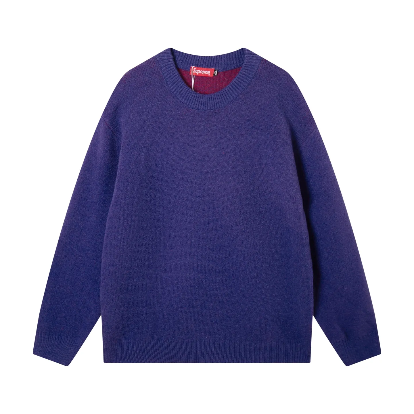 P280 Sup FUCK Letter Cross Round Neck Knitted Wool Sweater Color: Purple Black Size: S M L XL XXL