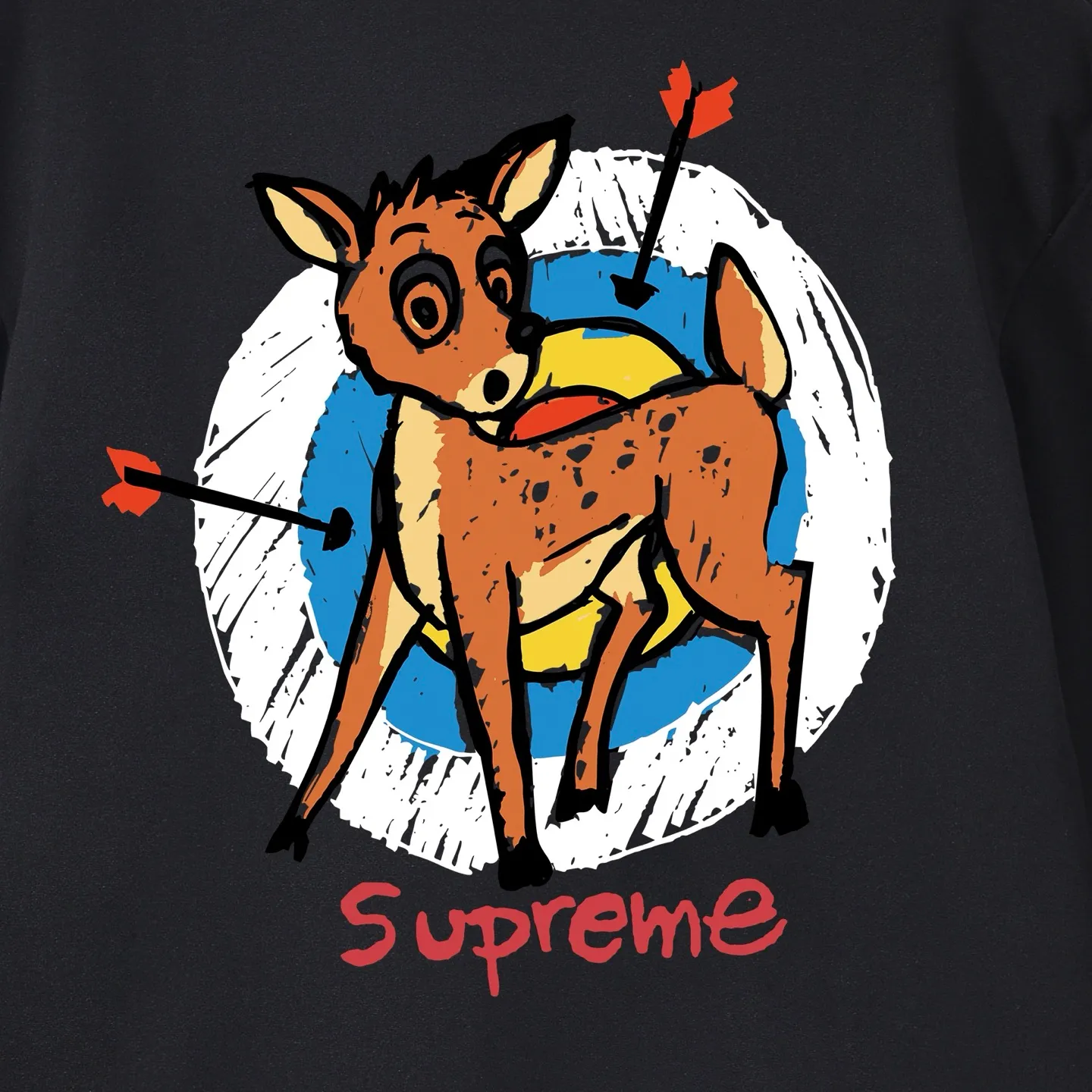 Style number S2052 #terry P160💰 Velvet P170💰 Supreme SS22 Week 1 Deer Tee deer target cartoon pattern printed hooded sweatshirt Made of 400g large terry 430g silver fox velvet (drop shoulder large version) fabric, soft texture and no pilling, imported environmentally friendly printing glue, bright and three-dimensional pattern, quality 💥same style for men and women, the upper body is trendy Color: black white Gray Size: S M L XL XXL