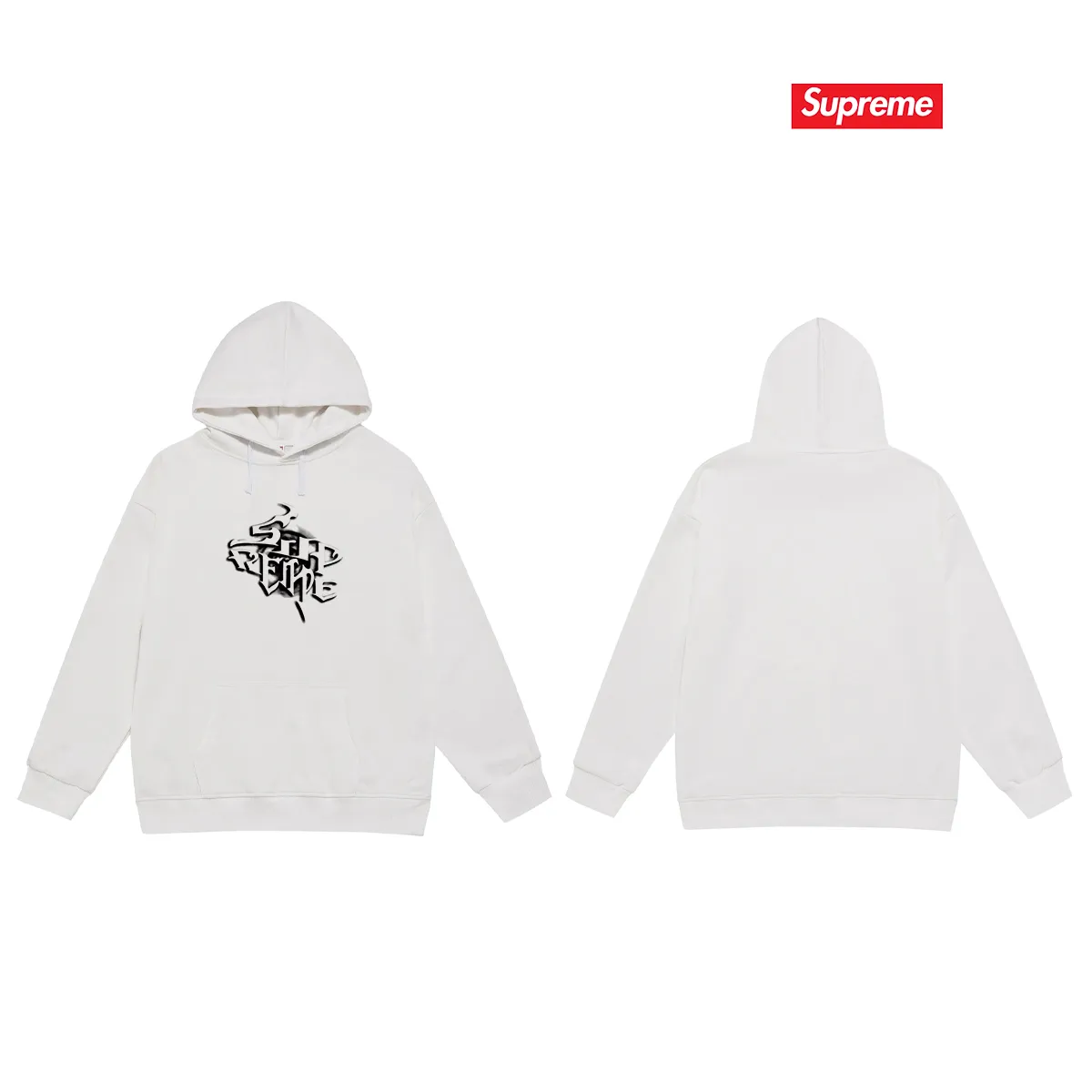 Style No. S2142 #terry P160💰 Velvet P170💰 Sup 78FW WEEK18 letter printed printed hooded sweatshirt Made of 400g large terry 430g silver fox velvet (drop shoulder large version) fabric, soft texture and no pilling Imported environmentally friendly printing glue The pattern is bright and three-dimensional Quality 💥Same style for men and women The upper body is trendy Color: black white gray Size: S M L XL XXL