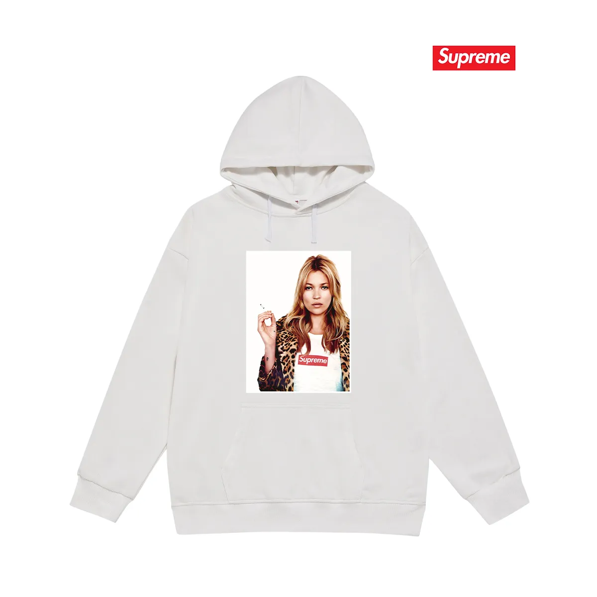 Style number S2190 #terry P160💰 Velvet P170💰 Supreme 12SS Kate Moss Photo Sticker Kate character hooded sweatshirt Made of 400g large terry 430g silver fox velvet (off-shoulder large version) fabric, soft texture and no pilling Imported environmentally friendly printing glue The pattern is bright and three-dimensional Quality 💥Same style for men and women The upper body is trendy Color: black white gray Size: S M L XL XXL