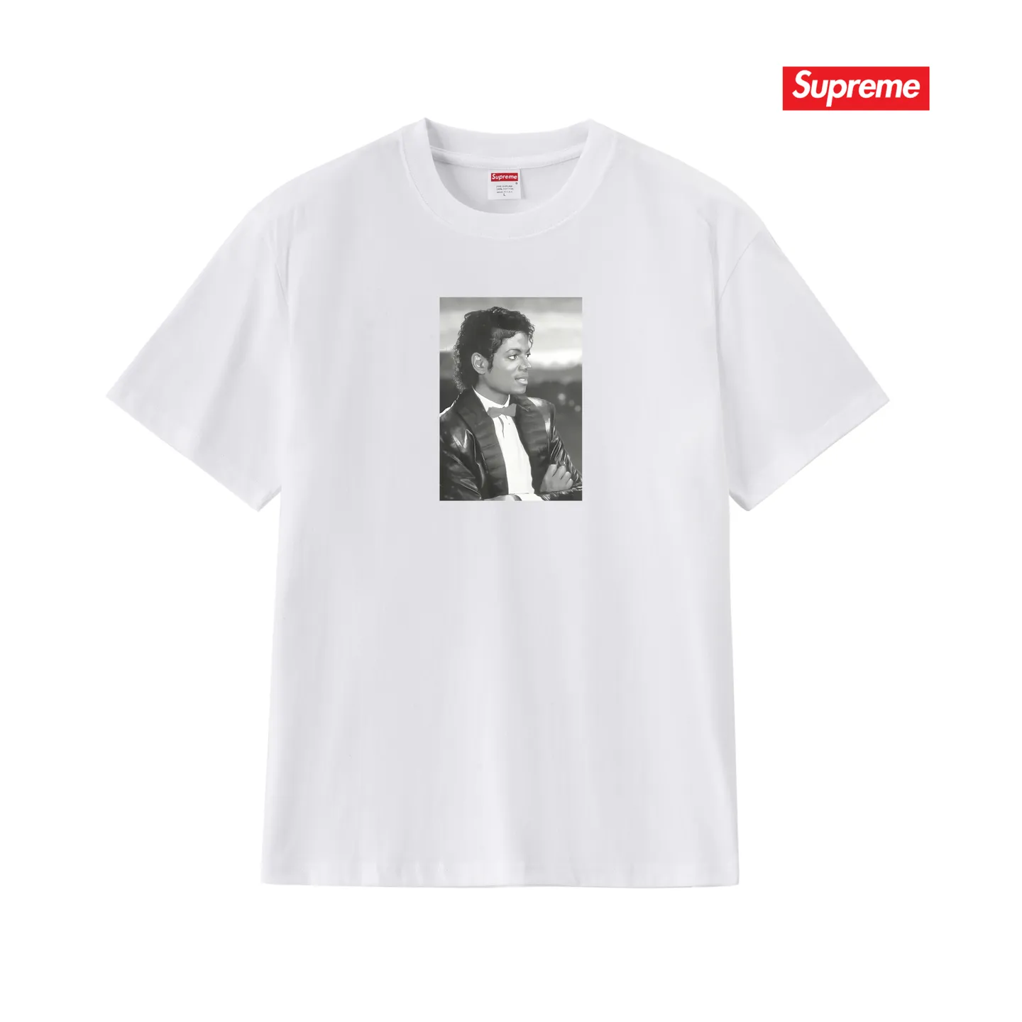 S198 P110💰 SS17 Michael Jackson Tee Michael Jackson pattern printed short-sleeved T-shirt with loose round neck T. Loose fit. Made of 260g combed cotton double yarn. From fabric to accessories, all three standards are complete and follow ZP. Imported Matsui Company slurry printing will never crack. The whole piece adopts three-needle five-thread technology. The neckline-shoulder seam-sleeve seam is double-lined, which looks more three-dimensional and textured.) The same process as the original version, classic version Feel free to compare zp. The whole piece adopts three-needle five-thread craftsmanship (neckline-shoulder seam-sleeve seam double thread, which looks more three-dimensional and textured). It has the same craftsmanship as the original original, classic version. Color: black, white, light gray, pink, navy. Size: S M L XL XXL