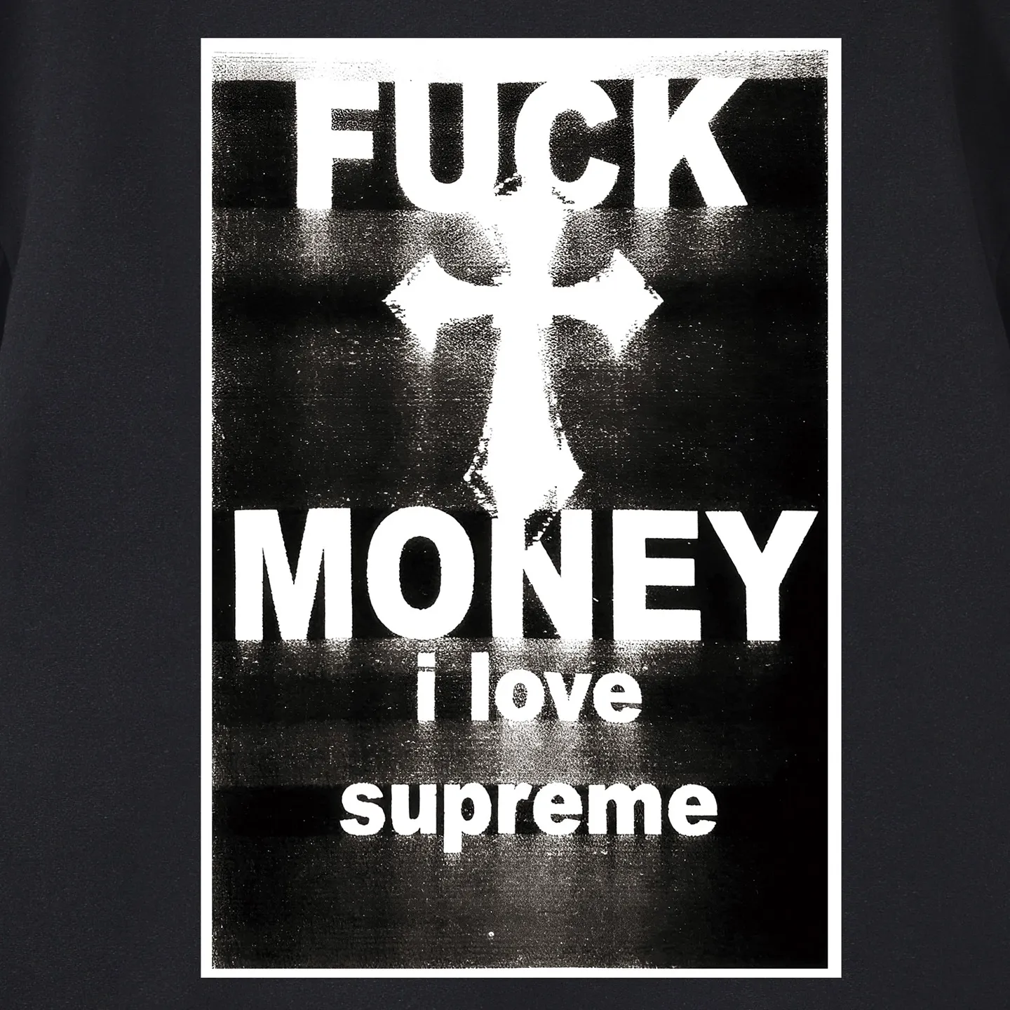 Style No. S1085 #terry p150💰 Velvet 160💰 Supreme FW24 WEEK1 Money Tee Letter cross print on the back round neck sweatshirt Made of 400 grams of large terry (drop shoulder large version) fabric, soft texture and no pilling Imported environmentally friendly printing glue The pattern is bright and three-dimensional Quality 💥Same style for men and women The upper body is trendy Color: black white gray Size: S M L XL XXL