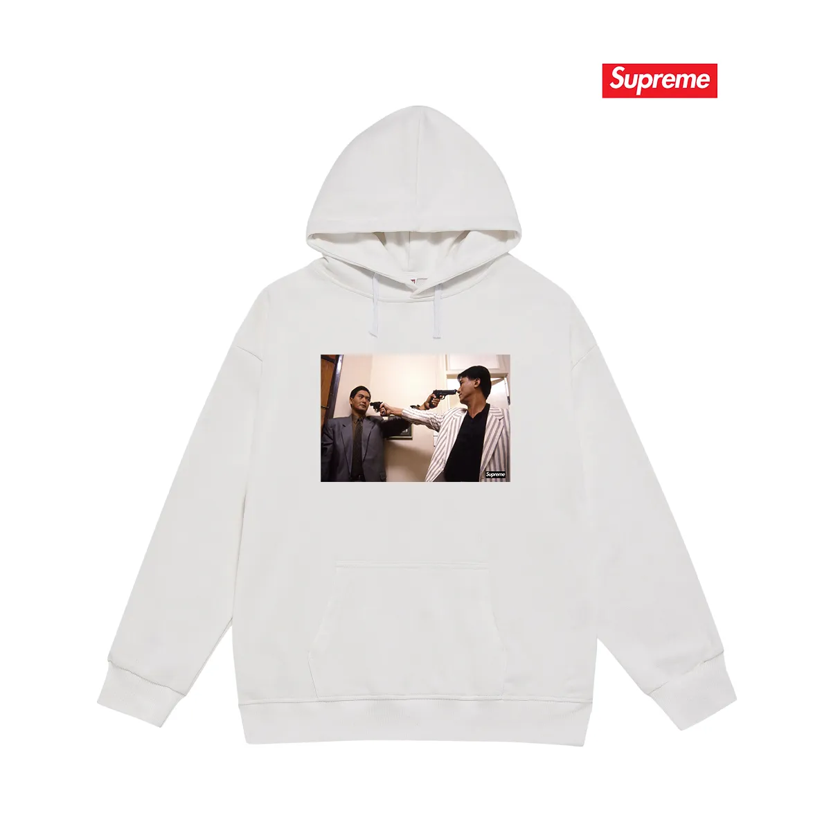 Style No. S2036 #terry P160💰 Velvet P170💰 Supreme FW18 The Killer Trust Tee Red Chow Yun-fat printed hooded sweatshirt Made of 400g large terry 430g silver fox velvet (drop shoulder large version) fabric, soft texture and no pilling Imported environmentally friendly printing glue The pattern is bright and three-dimensional Quality 💥Same style for men and women The upper body is trendy Color: black White Gray Size: S M L XL XXL