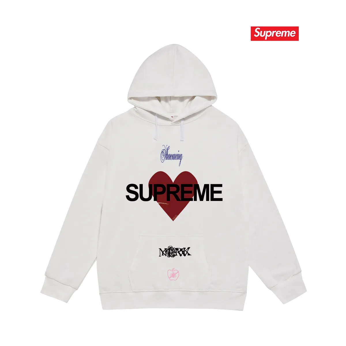 Style No. S2145 #terry P160💰 Velvet P170💰 Sup trendy brand’s highest statement of love Announcing round neck printed hooded sweatshirt Made of 400g large terry 430g silver fox velvet (off-shoulder large version) fabric Soft texture and no pilling Imported environmentally friendly printing glue The pattern is bright and three-dimensional Quality 💥Same style for men and women The upper body is trendy Color: black white gray Size: S M L XL XXL