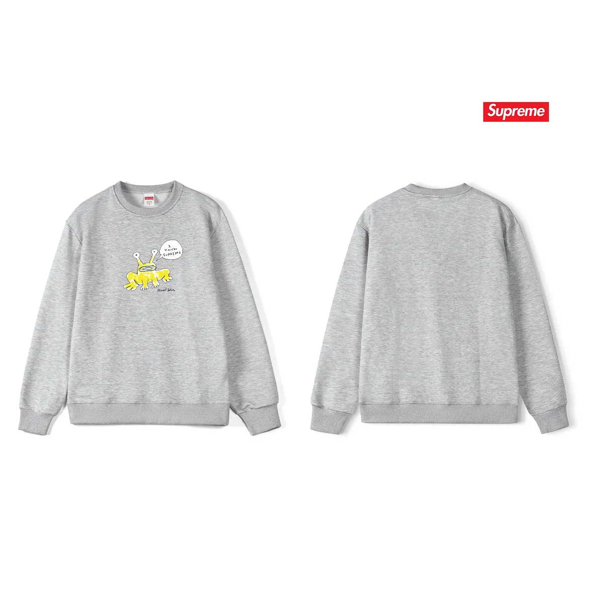 Style No. S1194 #terryp150💰 Plush 160💰 Sup Daniel Johnston Frog Tee co-branded alien frog round neck sweatshirt Made of 400 grams of large terry (drop shoulder large version) fabric, soft texture and no pilling Imported environmentally friendly printing glue The pattern is bright and three-dimensional Quality 💥Same style for men and women The upper body is trendy Color: black white gray Size: S M L XL XXL