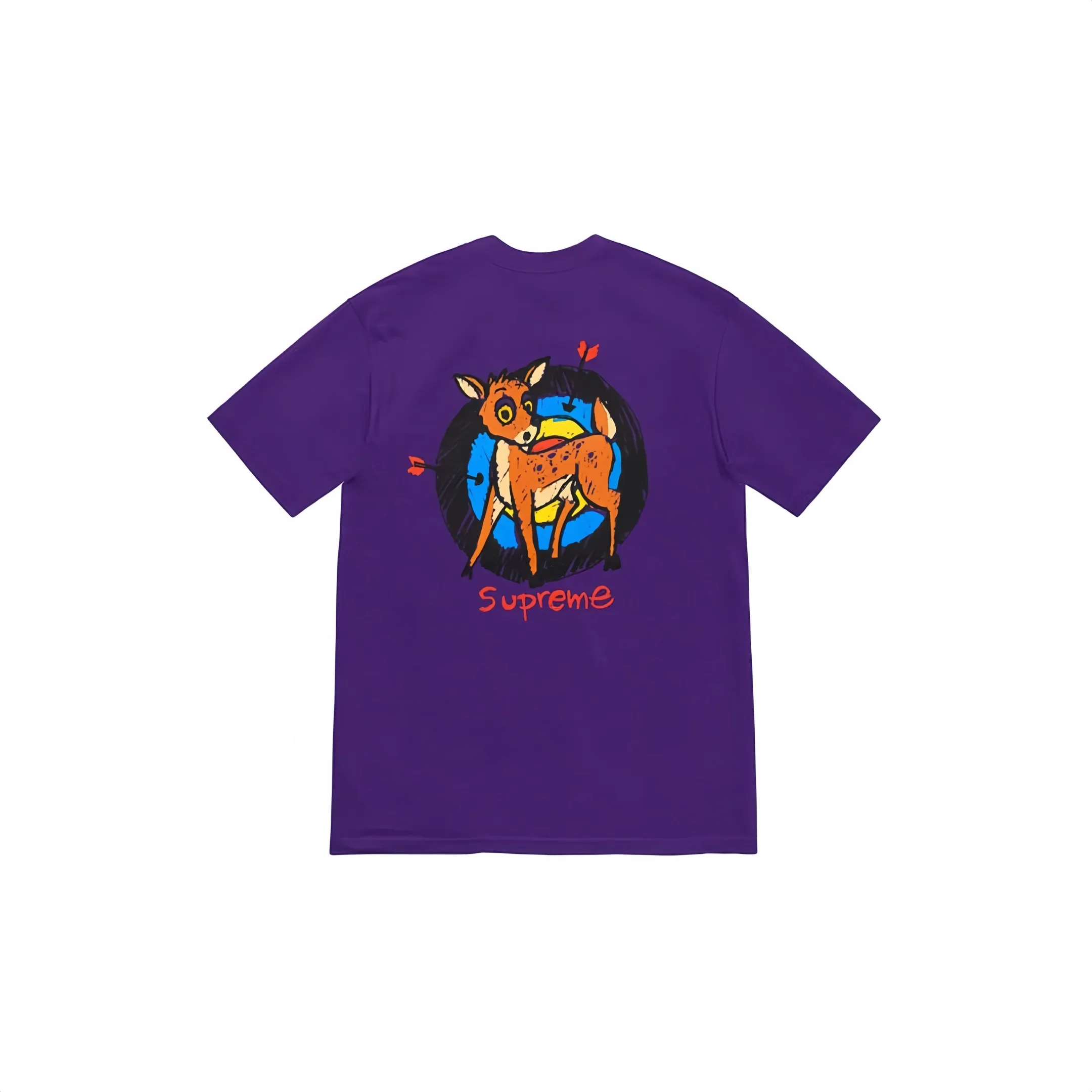 #S52 P110💰 Supreme SS22 Week 1 Deer Tee Deer target cartoon pattern printed round neck short-sleeved T-shirt is made of 260 grams of combed cotton double yarn. From fabric to accessories, all three standards are complete and ZP is imported. Matsui company’s slurry printing will never crack. The whole piece is made of three-needle five-thread technology. The neckline-shoulder seam-sleeve seam is double-lined, which looks more three-dimensional and textured.) The same process as the original version, classic version Feel free to compare zp. The whole piece adopts three-needle five-thread craftsmanship. The neckline-shoulder seam-sleeve seam is double-threaded, which looks more three-dimensional and textured.) It has the same craftsmanship as the original original, classic version. Color: Purple Black Green White Size: S M L XL XXL