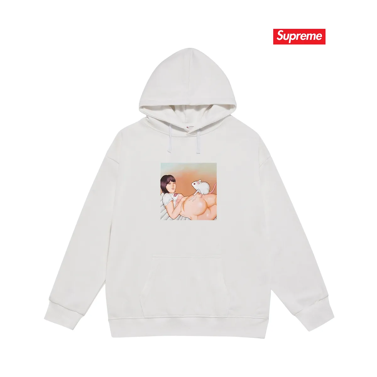 Style No. S2171 #terry P160💰 Velvet P170💰 New Sup Funny Beauty Mouse Print Hooded Sweatshirt Made of 400g large terry 430g silver fox velvet (drop shoulder large version) fabric, soft texture and no pilling Imported environmentally friendly printing glue The pattern is bright and three-dimensional Quality 💥Same style for men and women The upper body is trendy Color: black white gray Size: S M L XL XXL