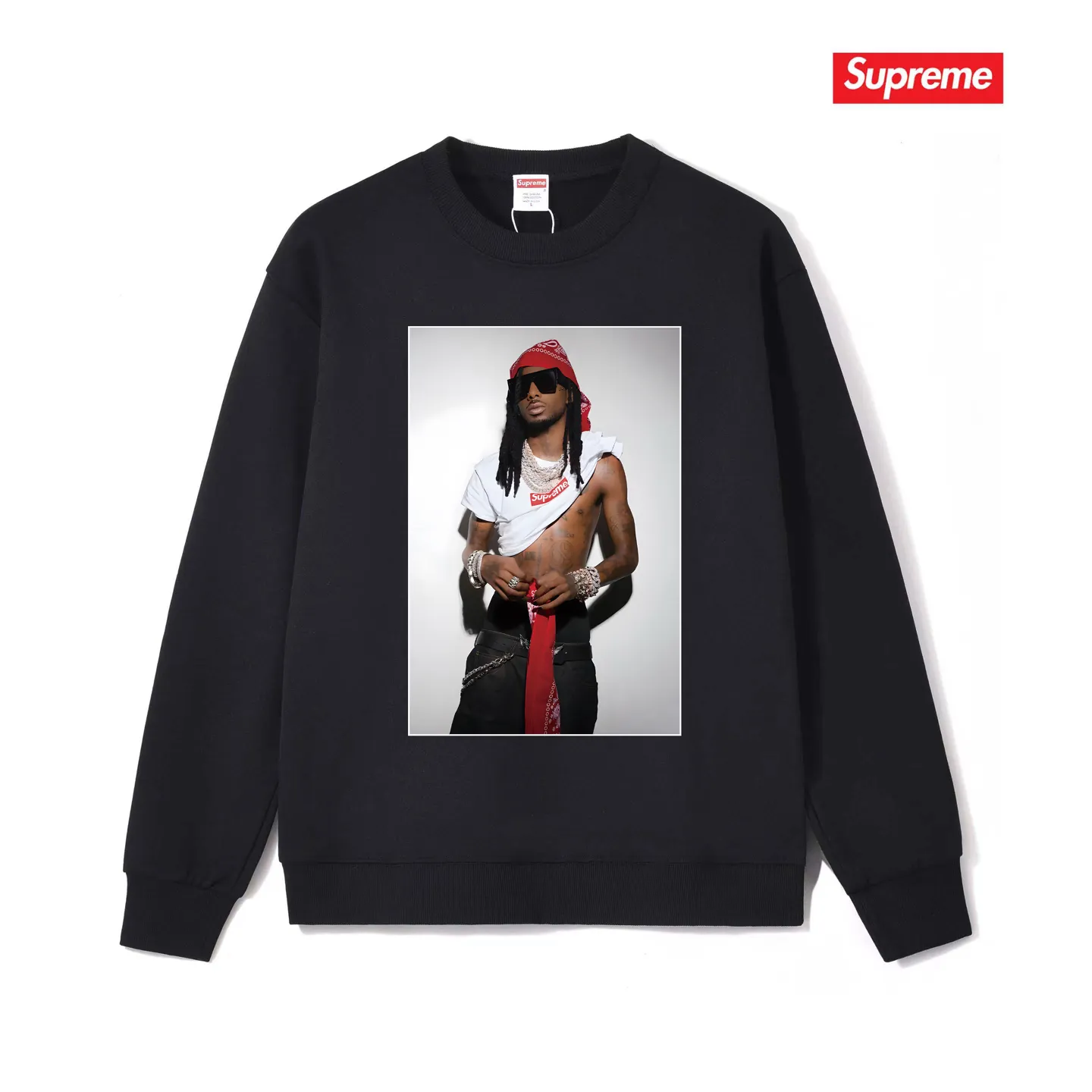 Style No. S1188 #terry p150💰 Velvet 160💰 New Sup FW 25 WEEK1 Playbi Caarti character print round neck sweatshirt Made of 400 grams of large terry (drop shoulder large version) fabric, soft texture and no pilling Imported environmentally friendly printing glue The pattern is bright and three-dimensional Quality💥Same style for men and women The upper body is trendy Color: black white gray Size: S M L XL XXL