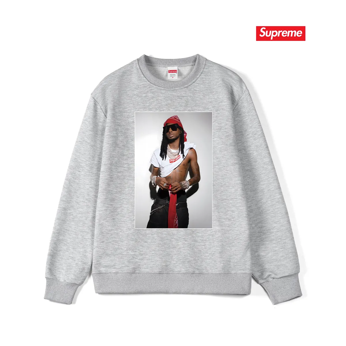 Style No. S1188 #terry p150💰 Velvet 160💰 New Sup FW 25 WEEK1 Playbi Caarti character print round neck sweatshirt Made of 400 grams of large terry (drop shoulder large version) fabric, soft texture and no pilling Imported environmentally friendly printing glue The pattern is bright and three-dimensional Quality💥Same style for men and women The upper body is trendy Color: black white gray Size: S M L XL XXL