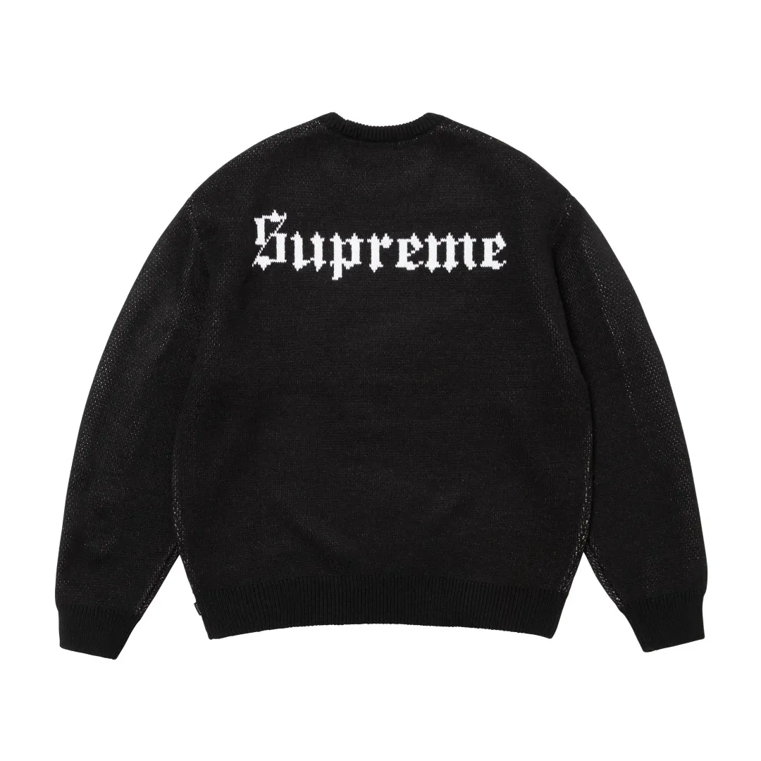 S584💰p350 Top version Supreme 24FW Snow White Snow White fairy tale sweater OS version Same style for men and women Customized YB texture wash mark Wool material: 1/13 wool Weaving method: sesame dot jacquard Number of needles: multi-gauge Machine: German STOLL computerized flat knitting machine Size: S~XL Color: black white