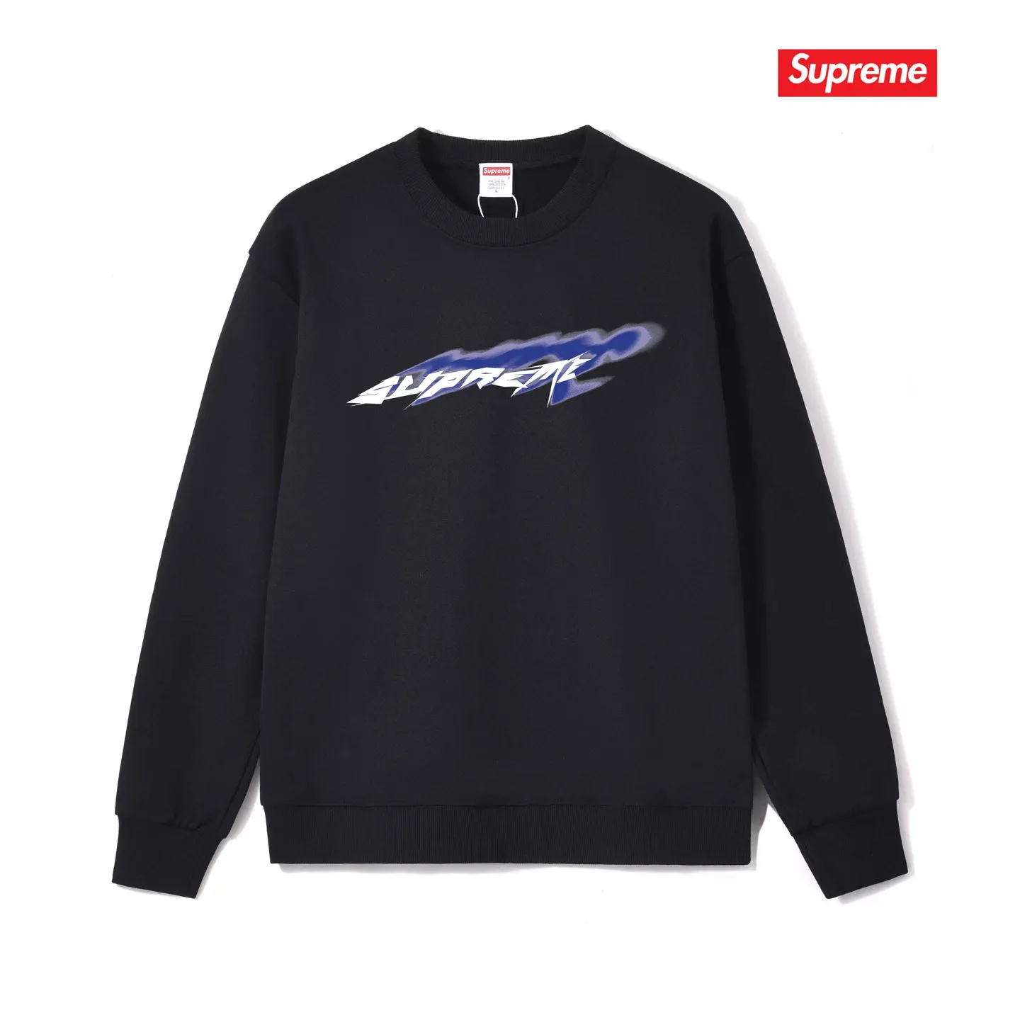 Style No. S1017 #terry p150💰 Velvet 160💰 Supreme Week 1 Wind Tee Wind Shadow Logo Sports Round Neck Sweater Made of 400g large terry (drop shoulder large version) fabric, soft and non-pilling texture, imported environmentally friendly printing glue, bright and three-dimensional pattern, quality 💥unisex style, trendy upper body, color: black, white, gray, size: S M L XL XXL