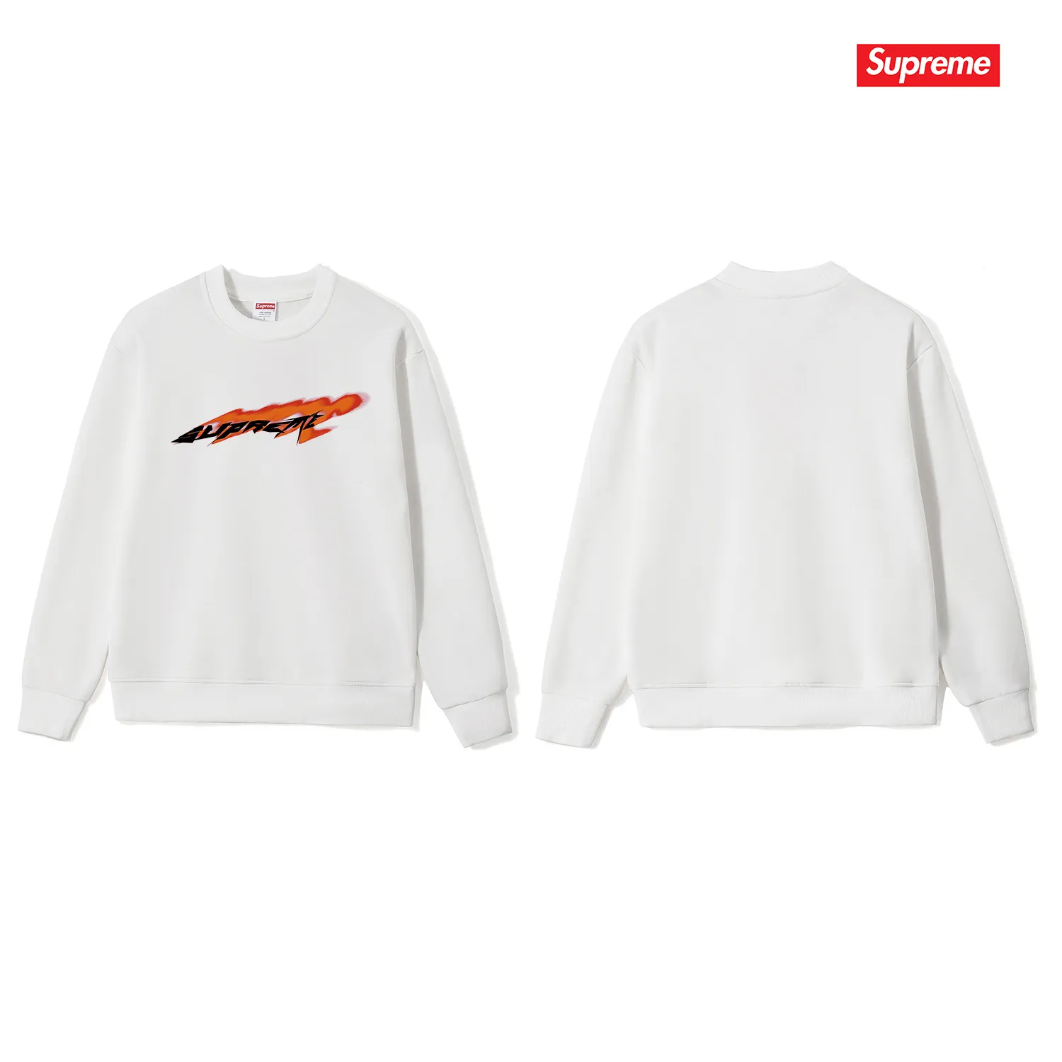 Style No. S1017 #terry p150💰 Velvet 160💰 Supreme Week 1 Wind Tee Wind Shadow Logo Sports Round Neck Sweater Made of 400g large terry (drop shoulder large version) fabric, soft and non-pilling texture, imported environmentally friendly printing glue, bright and three-dimensional pattern, quality 💥unisex style, trendy upper body, color: black, white, gray, size: S M L XL XXL