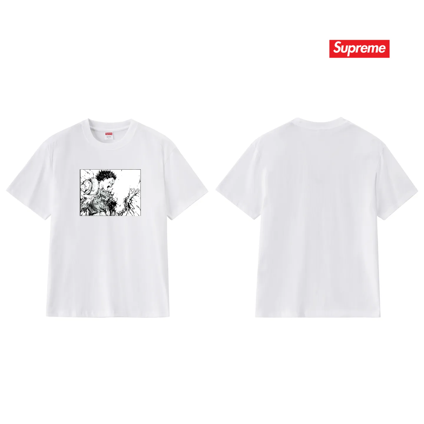 S252 P110💰 SUP AKIRA ARM TEE bogo Akira broken arm black and white comic print short-sleeved T-shirt. Loose fit. Made of 260g combed cotton double yarn. From fabric to accessories, all three standards are complete and follow ZP. Imported Matsui Company's slurry printing will never crack. The whole piece adopts three-needle five-thread technology. The neckline-shoulder seam-sleeve seam is double-lined, which looks more three-dimensional and textured. The same process as the original version, classic version Feel free to compare zp. The whole piece adopts three-needle five-thread craftsmanship (neckline-shoulder seam-sleeve seam double thread, which looks more three-dimensional and textured). It has the same craftsmanship as the original original, classic version. Color: black, white, light gray, pink, navy. Size: S M L XL XXL