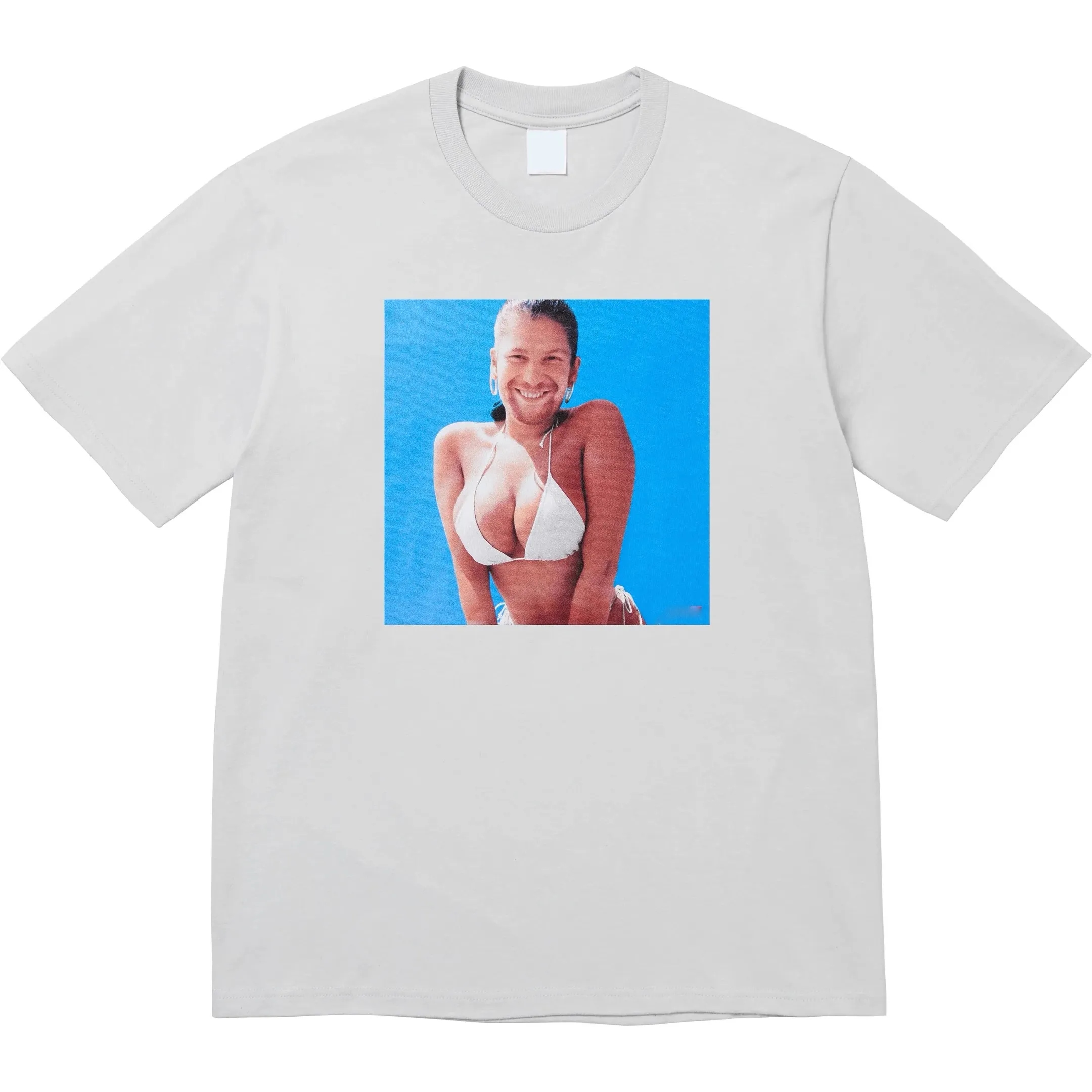 S148 P110💰 Supreme 25SS Aphex Twin Tee Singer Bikini Album Short-sleeved Loose fit Made of 260g combed cotton double yarn All three standards from fabric to accessories are complete ZP Imported Matsui company slurry printing will never crack The whole piece adopts three-needle five-thread technology The neckline-shoulder seam-sleeve seam is double-lined, it looks more three-dimensional and textured) The same process as the original version, classic version Feel free to compare zp. The whole piece adopts three-needle five-thread craftsmanship (neckline-shoulder seam-sleeve seam double thread, which looks more three-dimensional and textured) and the same craftsmanship as the original original, classic version. Color: Black White Gray Purple Orange Size: S M L XL XXL