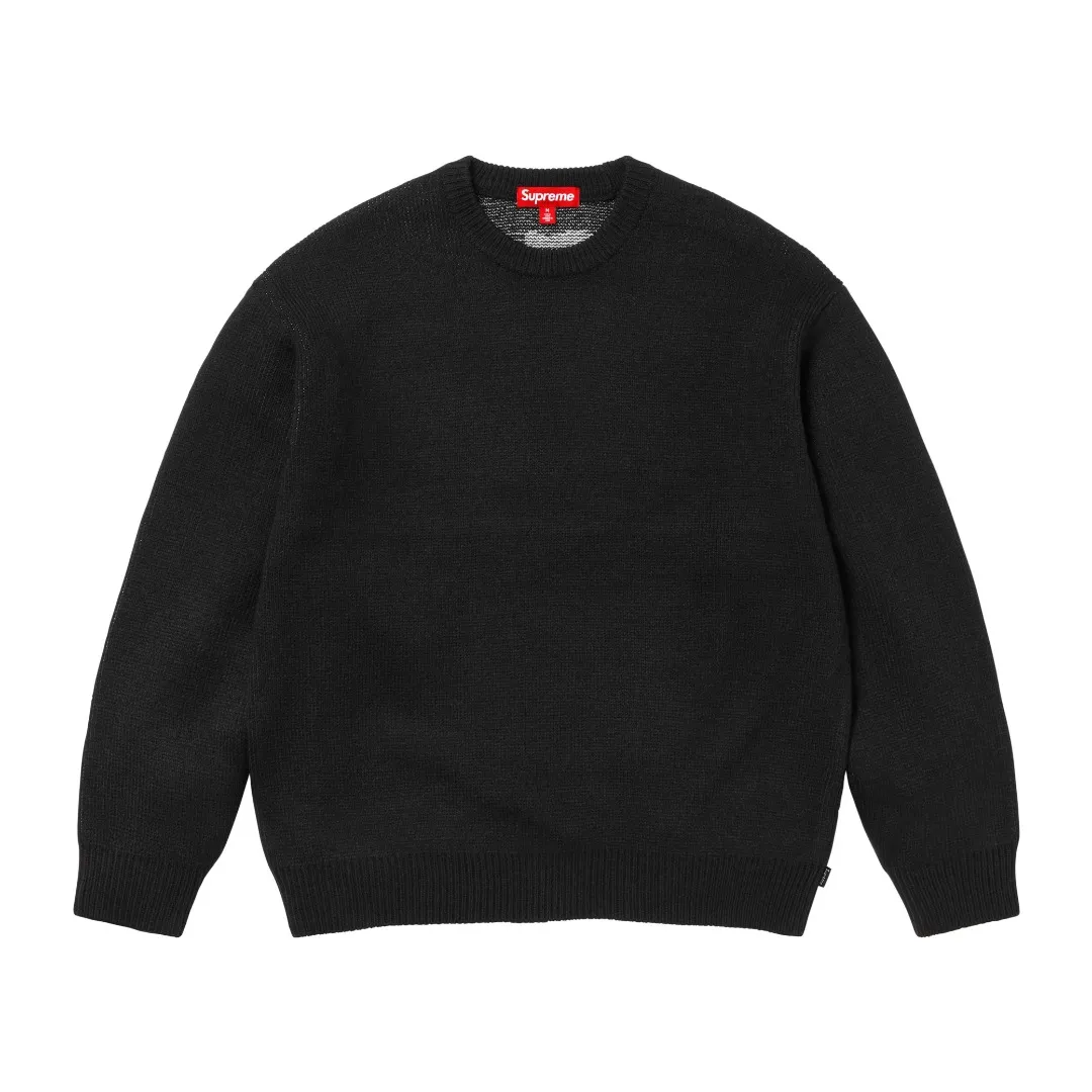 S566💰p320 Top version SUPREME®/THRASHER® CREWNECK FW24 flame co-branded letter logo sweater OS version same style for men and women Customized YB texture wash mark Wool: 1/13 wool Weaving method: sesame dot jacquard Number of needles: multi-gauge Machine: German STOLL computerized flat knitting machine Size: S~XL Color: black gray orange