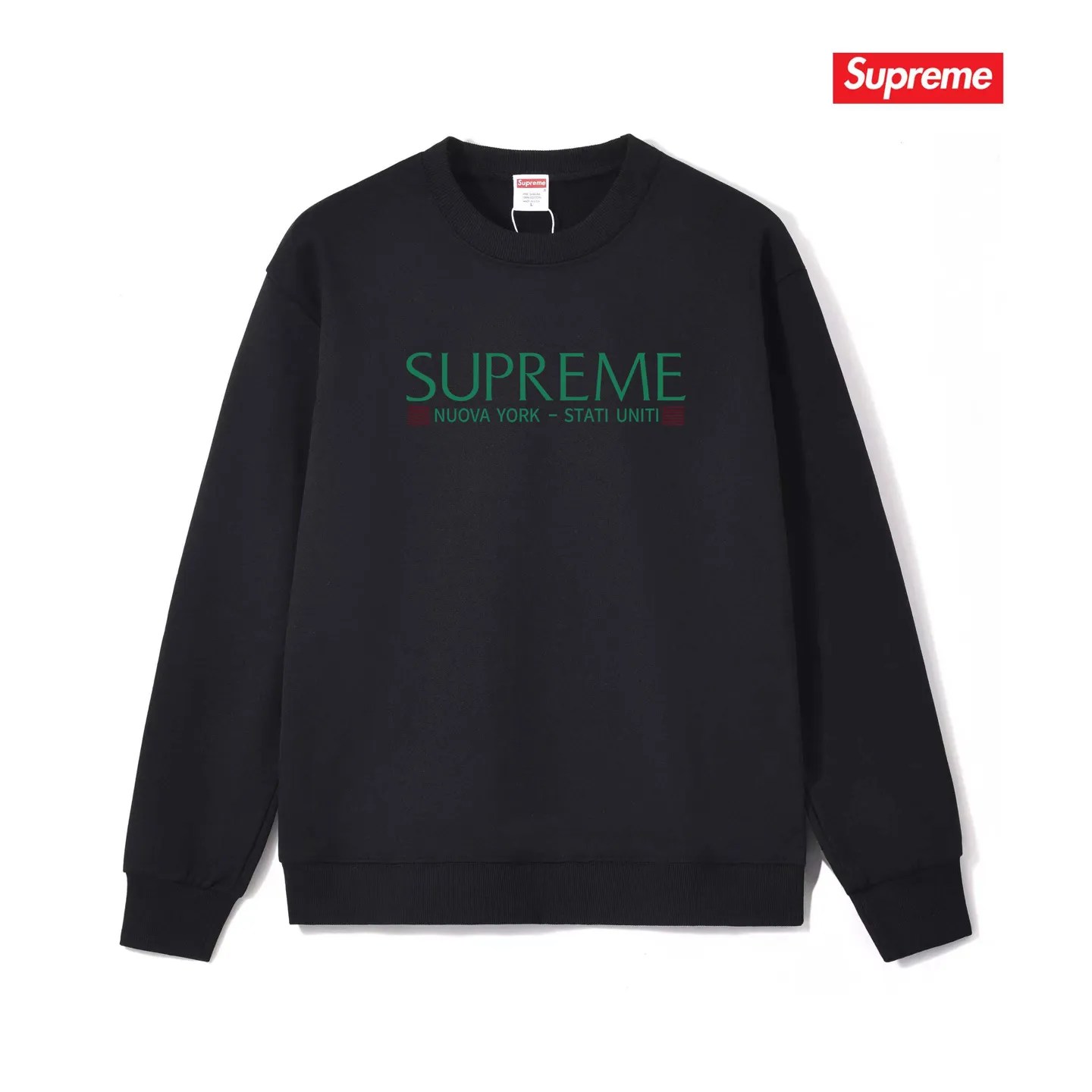 Style No. S1007 #terry p150💰 Velvet 160💰 Supreme Week 1 Nuova York Tee letter printed round neck sweatshirt Made of 400g large terry (drop shoulder large version) fabric, soft texture and no pilling Imported environmentally friendly printing glue The pattern is bright and three-dimensional Quality 💥Same style for men and women The upper body is fashionable Color: black white gray Size: S M L XL XXL