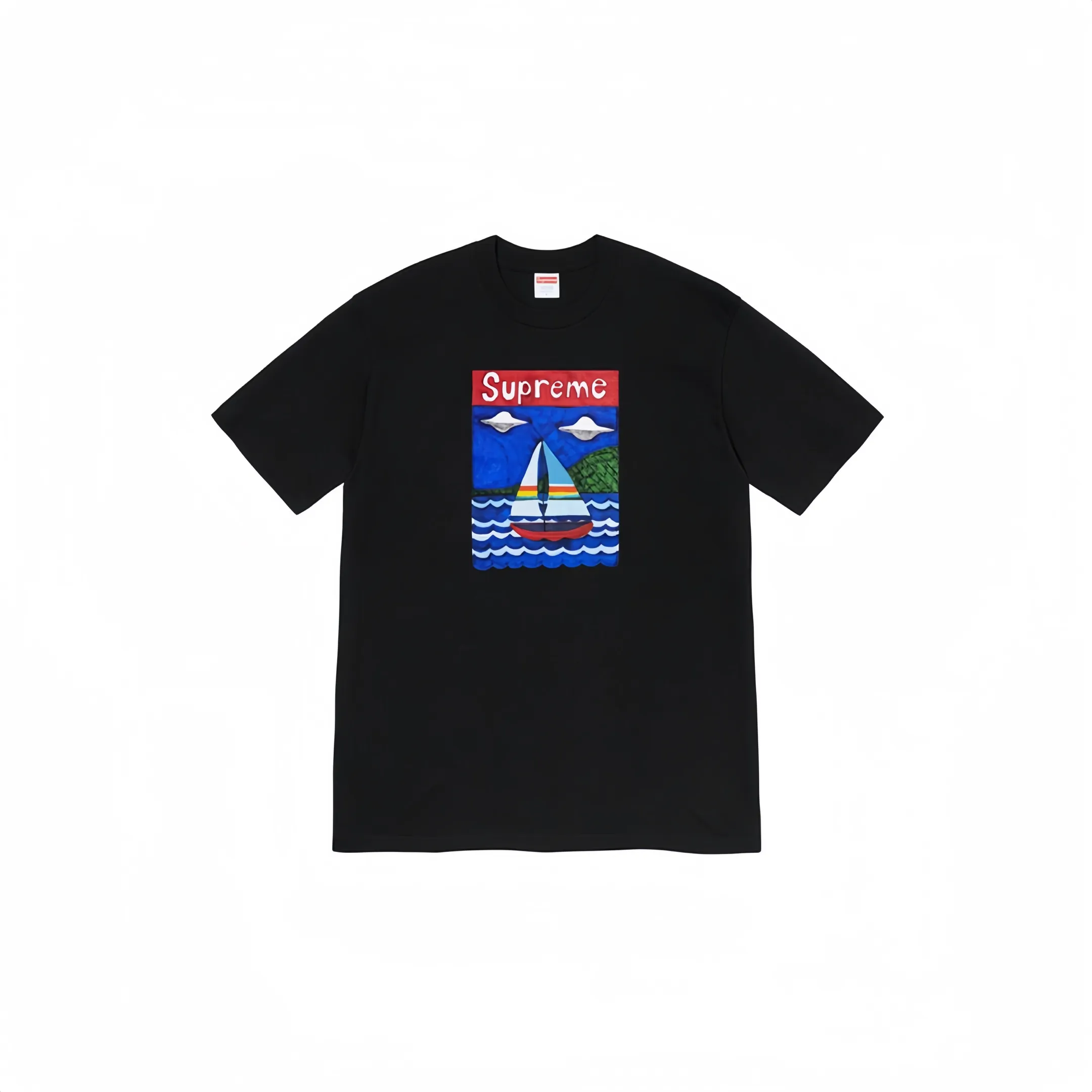 #S33 P110💰 Supreme SS20 Week 8 Sailboat Tee sailboat pattern letter round neck short-sleeved T-shirt is made of 260 grams of combed cotton double yarn. From fabrics to accessories, all three standards are complete and follow ZP. Imported Matsui company's slurry printing will never crack. The whole piece is made of three-needle five-thread technology. The neckline-shoulder seam-sleeve seam is double-lined, which looks more three-dimensional and textured.) The same process as the original version, classic version Feel free to compare zp. The whole piece adopts three-needle five-thread craftsmanship (neckline-shoulder seam-sleeve seam double thread, which looks more three-dimensional and textured). It has the same craftsmanship as the original original, classic version. Color: black, white, red, pink, navy blue, green, orange. Size: S M L XL XXL
