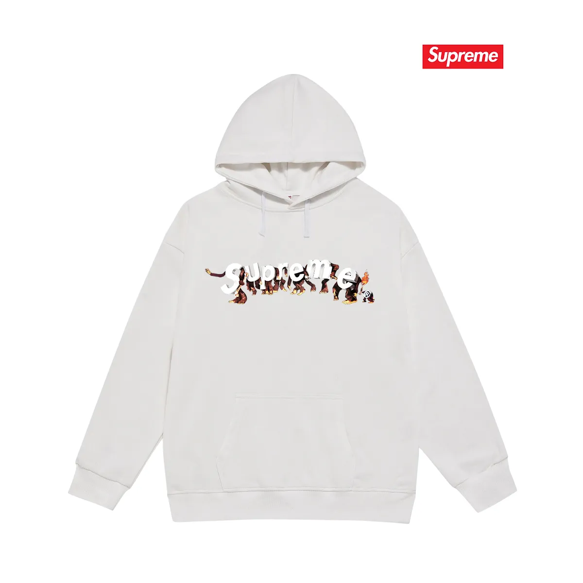 Style No. S2038 #terry P160💰 Velvet P170💰 Supreme Week 8 Apes Tee Apes logo letter print hooded sweatshirt Made of 400g large terry 430g silver fox velvet (off-shoulder large version) fabric, soft and non-pilling, imported environmentally friendly printing glue, bright and three-dimensional pattern, quality 💥Same style for men and women, the upper body is trendy Color: black white gray Size: S M L XL XXL