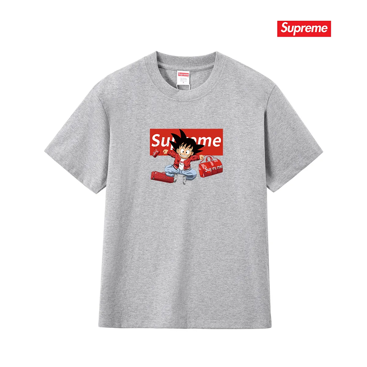 S238 P110💰 Supreme's new Dragon Ball co-branded ins trendy brand loose short-sleeve, loose version. Made of 260 grams of combed cotton double yarn. From fabric to accessories, all three standards are complete and follow ZP. The slurry printing imported from Matsui Company will never crack. The whole piece adopts three-needle and five-thread technology. The neckline-shoulder seam-sleeve seam is double-lined, which looks more three-dimensional and textured. The same process as the original version, classic version Feel free to compare zp. The whole piece adopts three-needle five-thread craftsmanship (neckline-shoulder seam-sleeve seam double thread, which looks more three-dimensional and textured). It has the same craftsmanship as the original original, classic version. Color: black, white, light gray, pink, navy. Size: S M L XL XXL