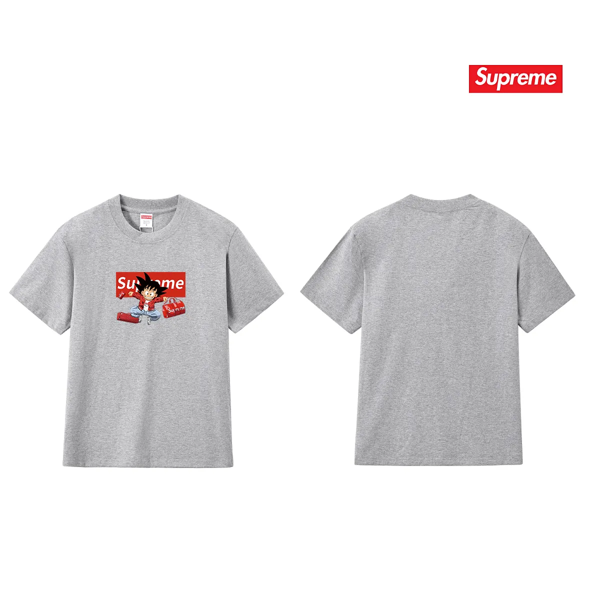 S238 P110💰 Supreme's new Dragon Ball co-branded ins trendy brand loose short-sleeve, loose version. Made of 260 grams of combed cotton double yarn. From fabric to accessories, all three standards are complete and follow ZP. The slurry printing imported from Matsui Company will never crack. The whole piece adopts three-needle and five-thread technology. The neckline-shoulder seam-sleeve seam is double-lined, which looks more three-dimensional and textured. The same process as the original version, classic version Feel free to compare zp. The whole piece adopts three-needle five-thread craftsmanship (neckline-shoulder seam-sleeve seam double thread, which looks more three-dimensional and textured). It has the same craftsmanship as the original original, classic version. Color: black, white, light gray, pink, navy. Size: S M L XL XXL