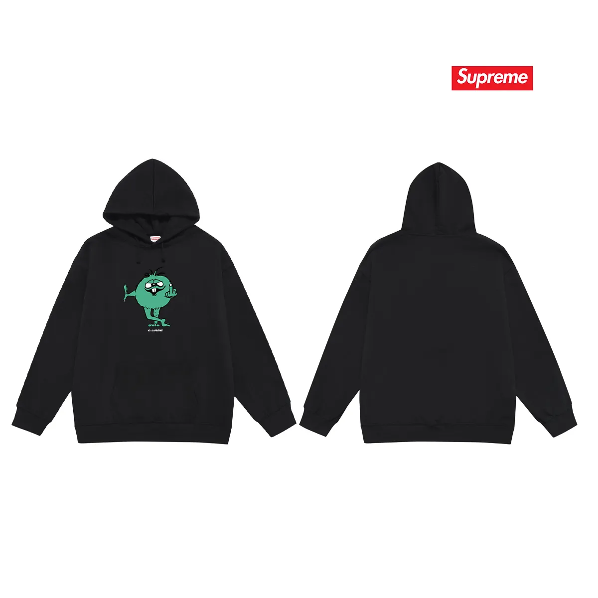 Style No. S2210 #terry P160💰 Plus velvet P170💰 SS24 trendy brand SUP funny boy hooded sweatshirt Made of 400g large terry 430g silver fox velvet (drop shoulder large version) fabric, soft texture and no pilling Imported environmentally friendly printing glue The pattern is bright and three-dimensional Quality 💥Same style for men and women The upper body is trendy Color: black white gray Size: S M L XL XXL