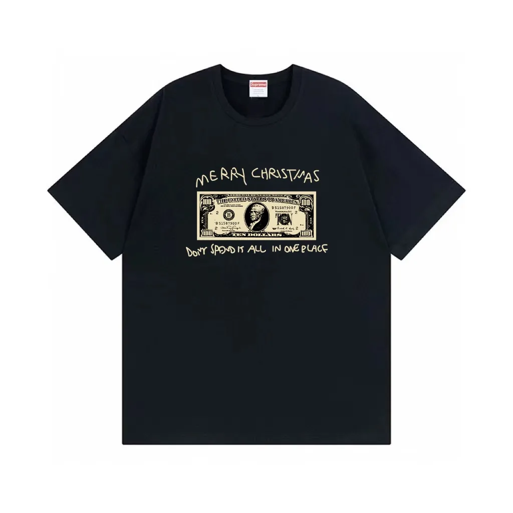 #S124 p110💰 Supreme Week18 SpendIt Tee letter print, loose fit, made of 260g combed cotton double yarn, all three standards from fabrics to accessories, ZP, imported Matsui company slurry printing will never crack, the whole piece adopts three-needle five-thread process (neckline-shoulder seam-sleeve seam double line, looks more three-dimensional and textured) consistent with the original version, classic version Feel free to compare zp. The whole piece adopts three-needle five-thread craftsmanship. The neckline-shoulder seam-sleeve seam is double-threaded, which looks more three-dimensional and textured.) It has the same craftsmanship as the original original, classic version. Color: Black White Size: S M L XL XXL