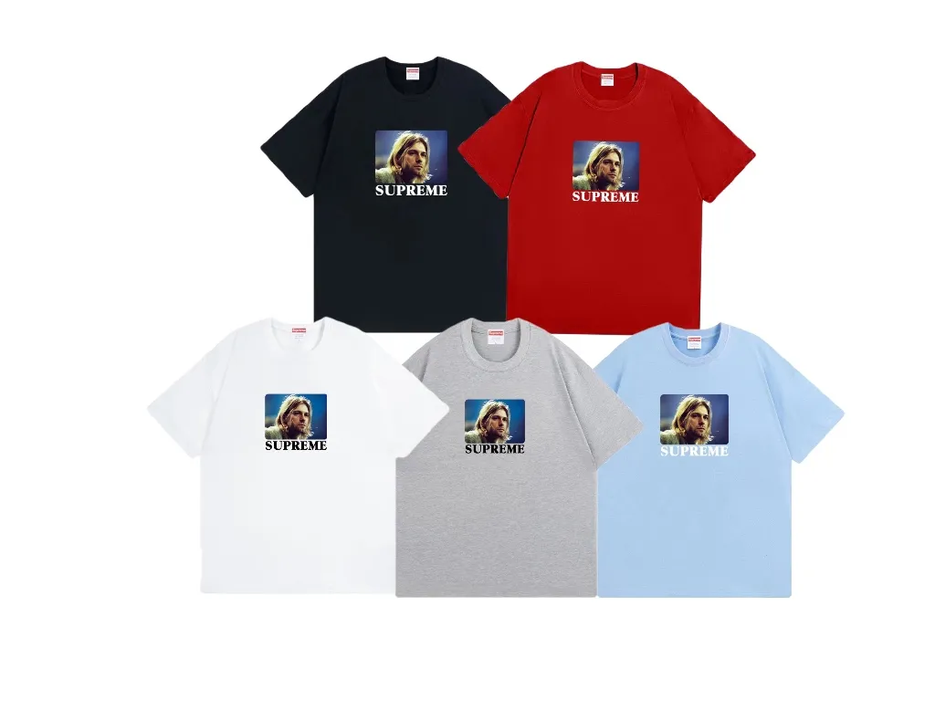 #S127 p110💰 Supreme SS23 Week1 KURTCOBAINTEE Kurt Cobain printing, loose version, using 260 grams of combed cotton double yarn, all three standards from fabrics to accessories, ZP, imported Matsui company slurry printing will never crack, the whole piece adopts three-needle five-thread technology (neckline-shoulder seam-sleeve seam double line, looks more three-dimensional and textured) consistent with the original version, classic version Feel free to compare zp. The whole piece adopts three-needle five-thread craftsmanship (neckline-shoulder seam-sleeve seam double thread, which looks more three-dimensional and textured). It has the same craftsmanship as the original original, classic version. Color: black, white, red, gray, light blue. Size: S M L XL XXL