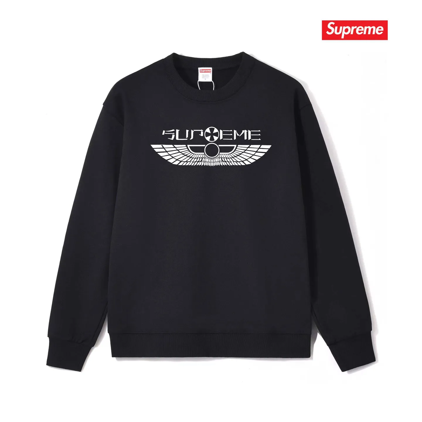 Style No. S1204 #terryp150💰 Plush 160💰 Sup style SS25 series wing logo round neck sweatshirt. Made of 400g large terry (drop shoulder large version) fabric. The texture is soft and non-pilling. Imported environmentally friendly printing glue. The pattern is bright and three-dimensional. Quality💥Same style for men and women. The upper body is trendy. Color: black white gray Size: S M L XL XXL