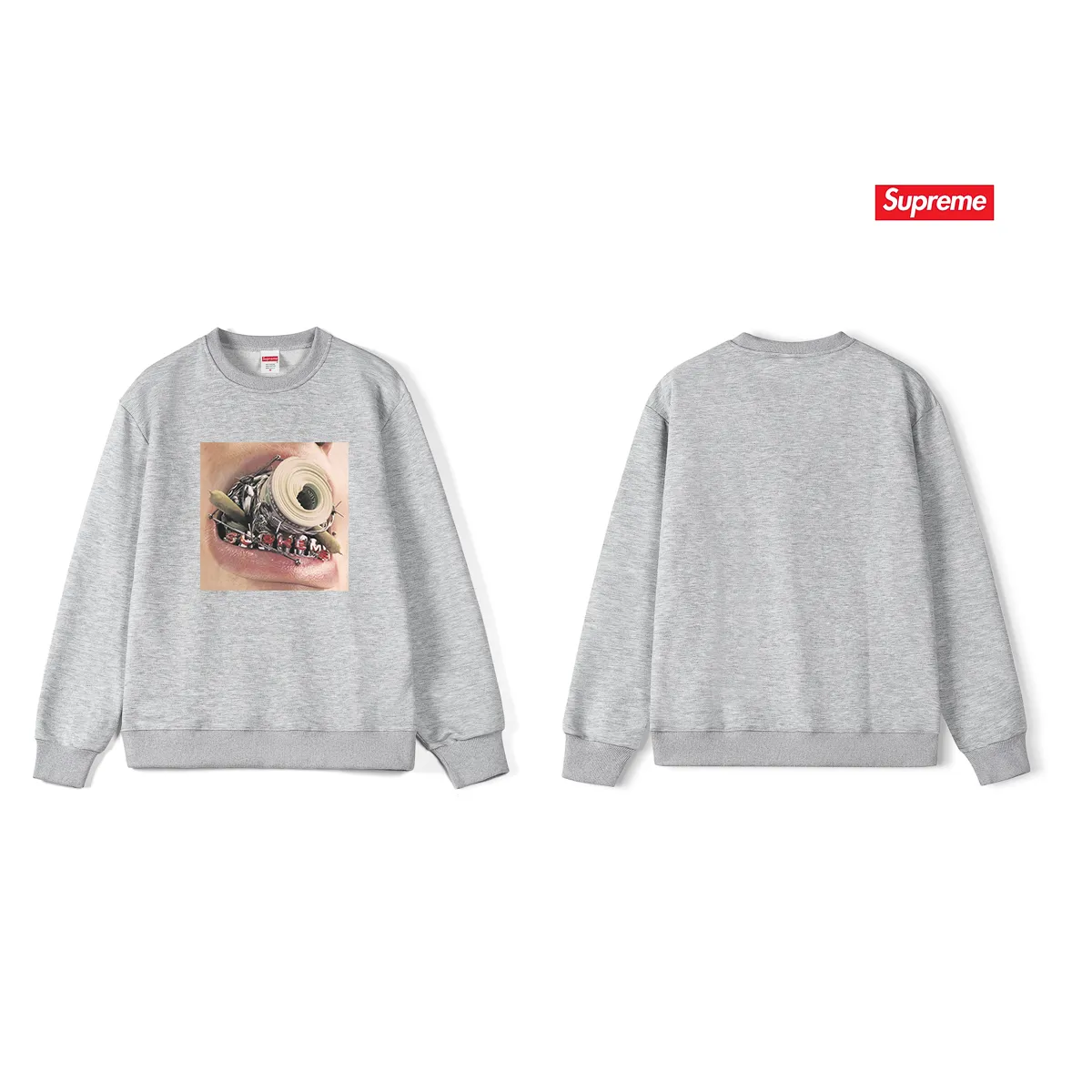 Style No. S1028 #terry p150💰 Velvet 160💰 Supreme FW22 Week 1 Braces Tee pattern printed round neck sweatshirt Made of 400g large terry (drop shoulder large version) fabric, soft texture and no pilling Imported environmentally friendly printing glue The pattern is bright and three-dimensional Quality💥Same style for men and women The upper body is trendy Color: black white gray Size: S M L XL XXL