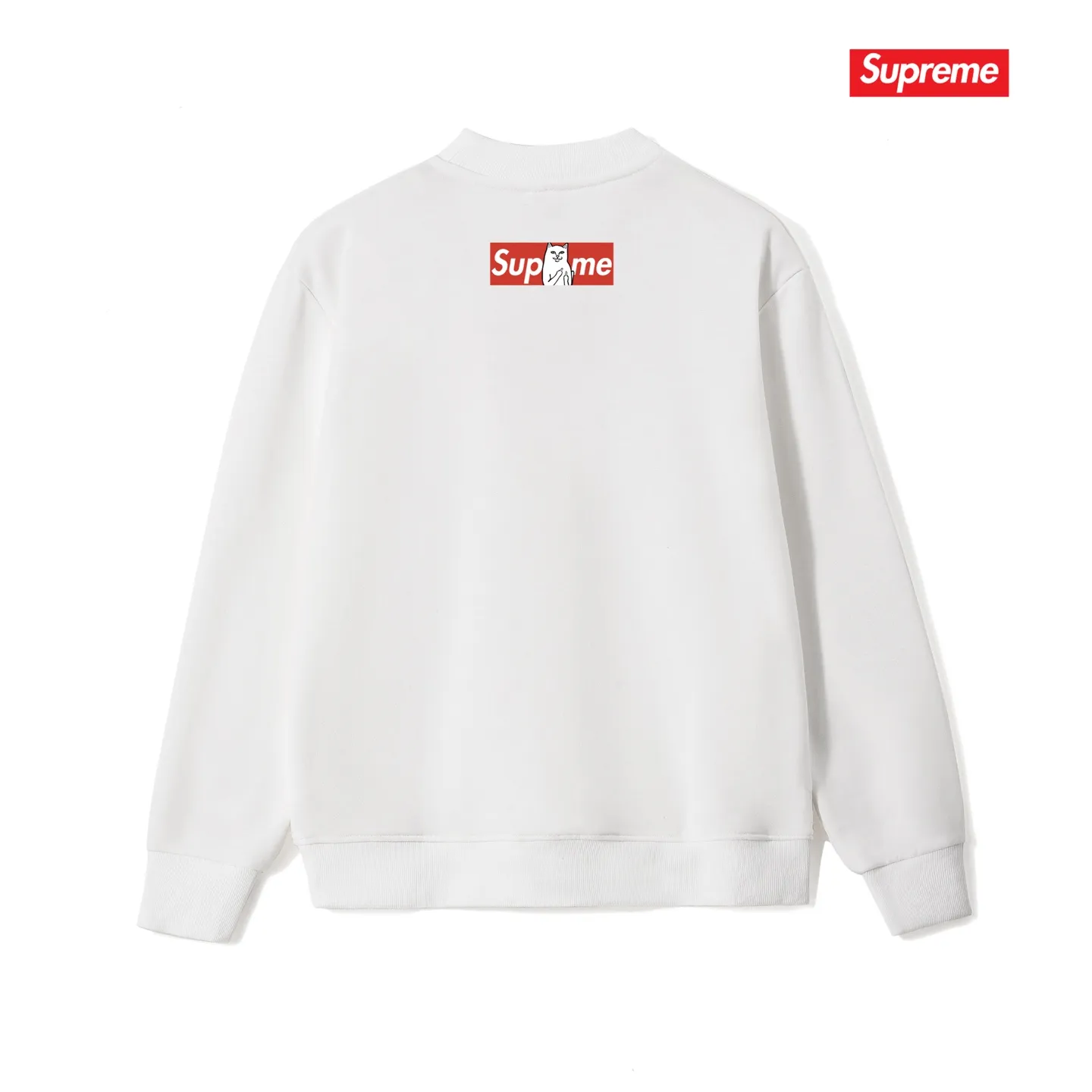 Style No. S1232 #terry p150💰 plus fleece 160💰 Sup spoof the little mean cat middle finger trendy brand round neck sweatshirt. Made of 400 grams of large terry (drop shoulder large version) fabric. The texture is soft and non-pilling. Imported environmentally friendly printing glue. The pattern is bright and three-dimensional. The quality is 💥same for men and women. The upper body is trendy. Color: black white gray Size: S M L XL XXL