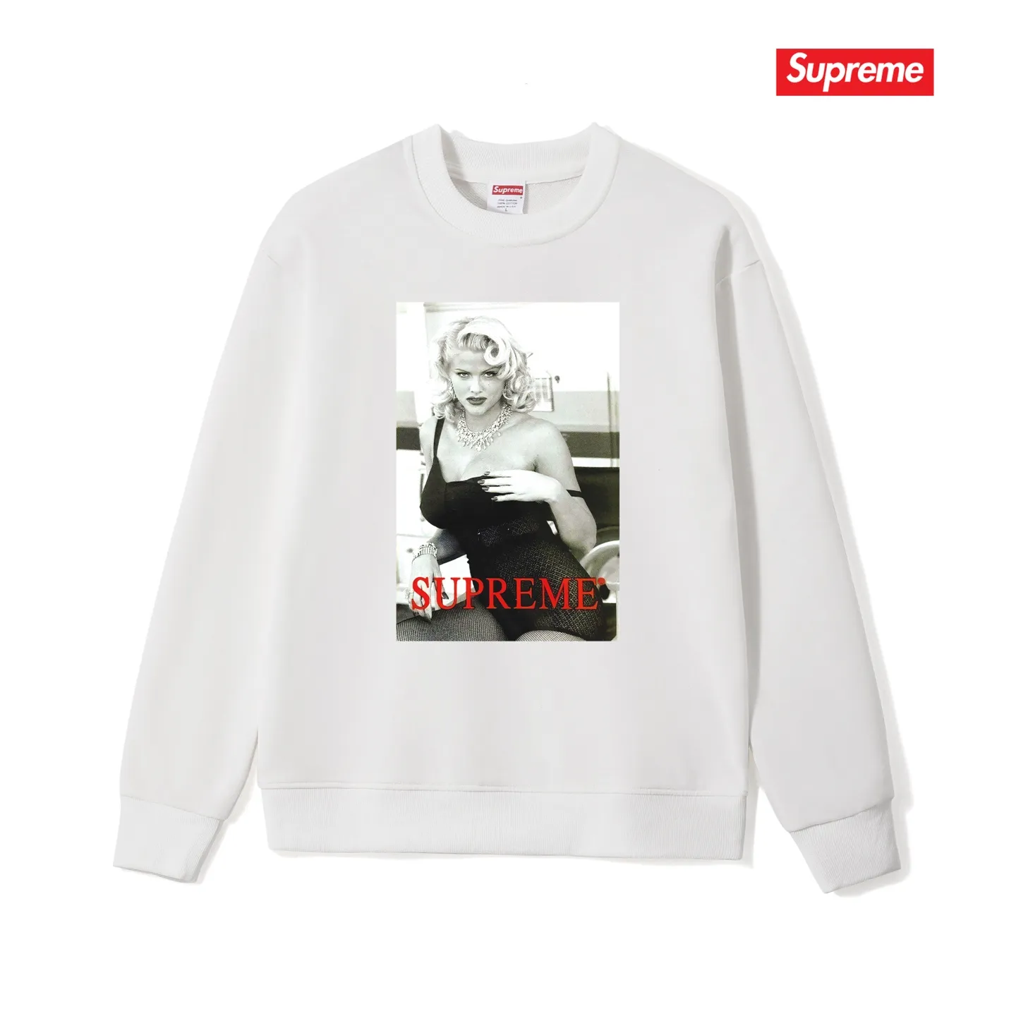 Style No. S1048 #terry p150💰 Velvet 160💰 Supreme Nike co-branded series Week 8 Anna Nicole Smith Tee Anna Nicole Smith pattern printed round neck sweatshirt Made of 400 grams of large terry (drop shoulder large version) fabric, soft texture and no pilling Imported environmentally friendly printing glue The pattern is bright and three-dimensional Quality 💥 Same style for men and women The upper body is trendy Color: black white gray Size: S M L XL XXL