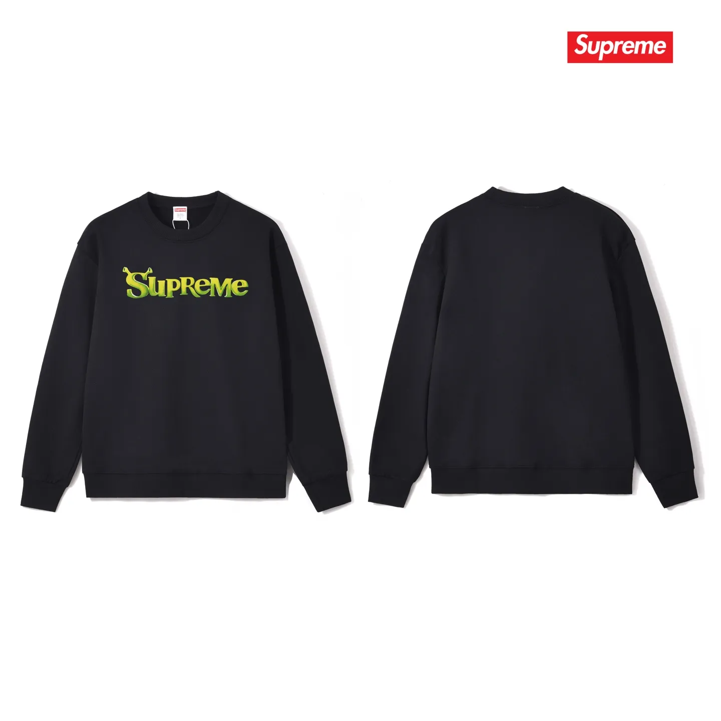 Style No. S1080 #terry p150💰 Velvet 160💰 Supreme Week 1 Shrek Tee solid color letter logo printed round neck sweatshirt Made of 400g large terry (drop shoulder large version) fabric, soft texture and no pilling Imported environmentally friendly printing glue The pattern is bright and three-dimensional Quality 💥Same style for men and women The upper body is trendy Color: black white gray Size: S M L XL XXL