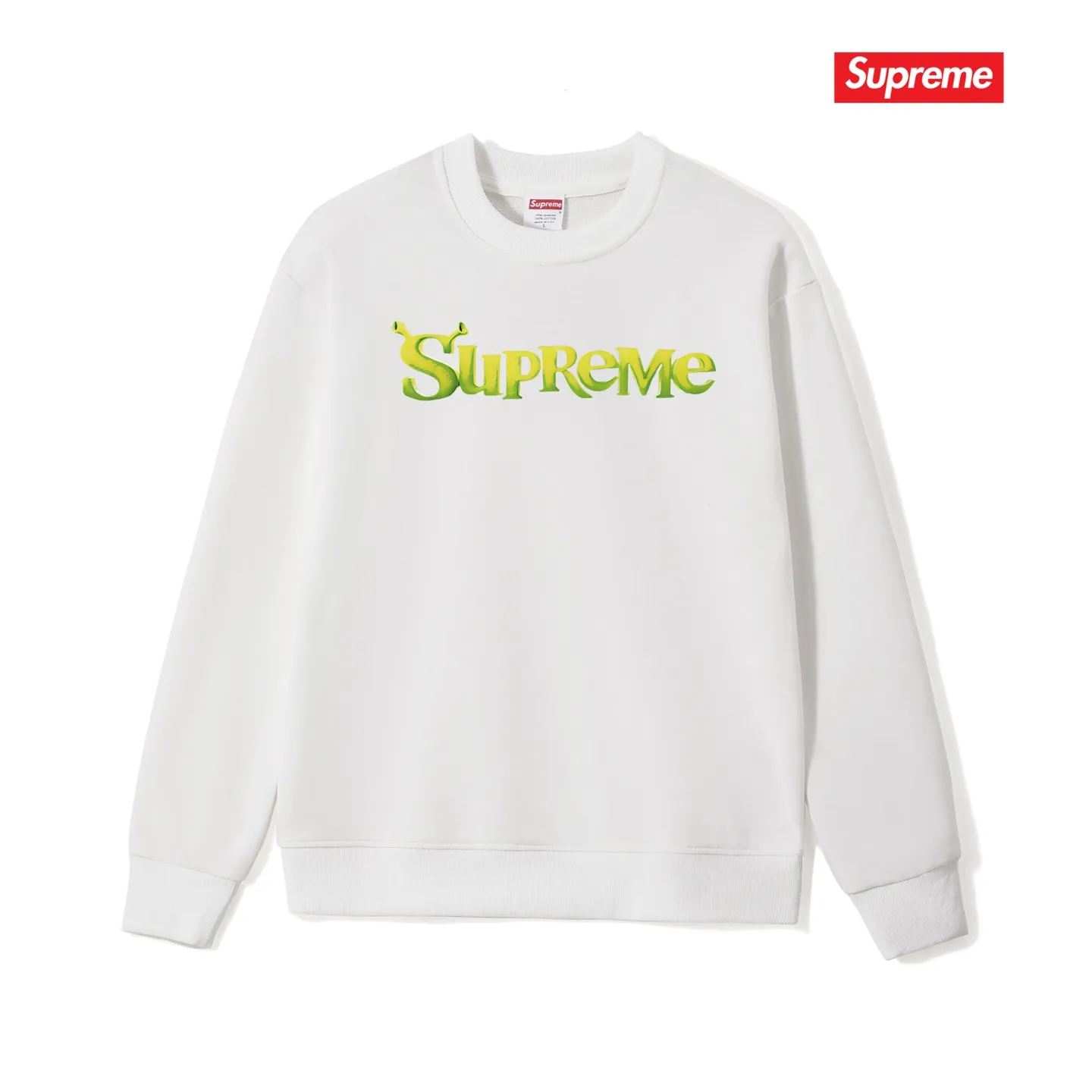 Style No. S1080 #terry p150💰 Velvet 160💰 Supreme Week 1 Shrek Tee solid color letter logo printed round neck sweatshirt Made of 400g large terry (drop shoulder large version) fabric, soft texture and no pilling Imported environmentally friendly printing glue The pattern is bright and three-dimensional Quality 💥Same style for men and women The upper body is trendy Color: black white gray Size: S M L XL XXL