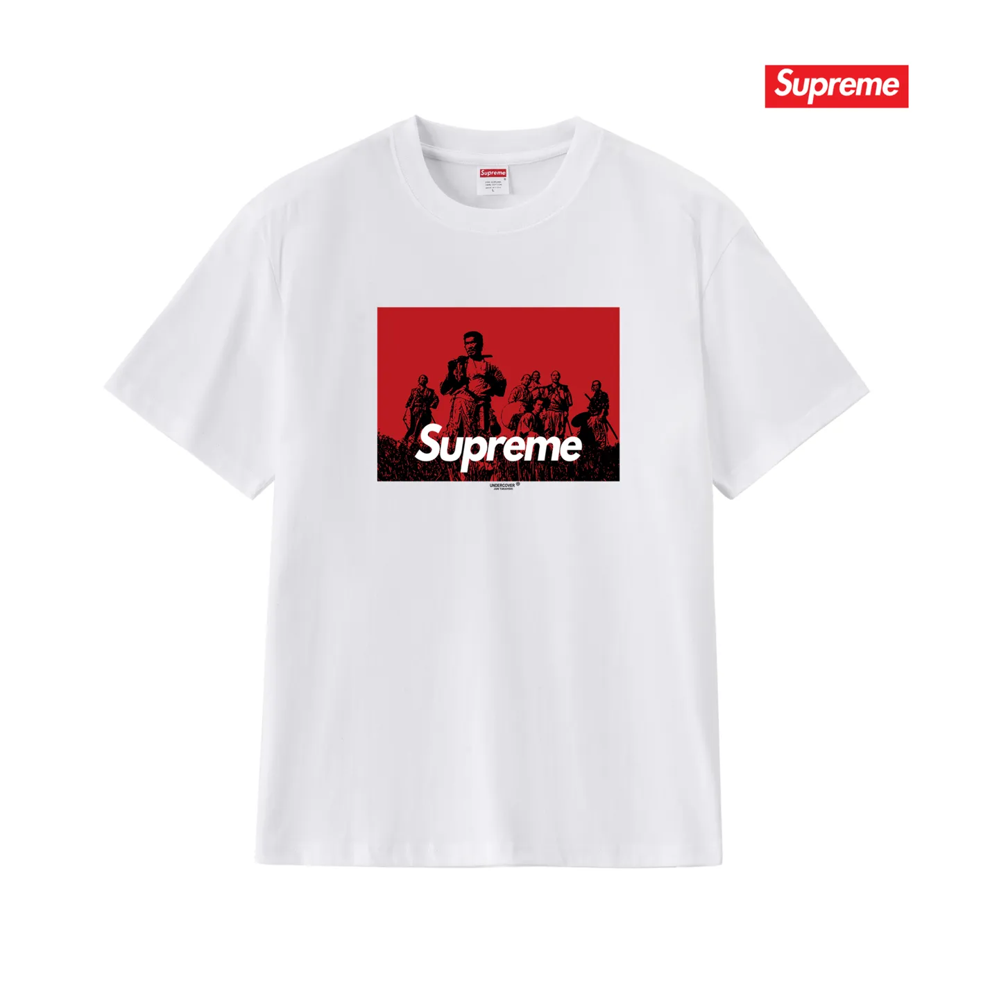 S212 P110💰 25 new Sup undercover casual samurai print retro round neck short-sleeved pure cotton unisex T-shirt. Loose and loose fit. Made of 260g combed cotton double yarn. From fabric to accessories, all three standards are complete and follow ZP. Imported Matsui company slurry printing will never crack. The whole piece adopts three-needle five-thread process. The neckline-shoulder seam-sleeve seam is double-lined, which looks more three-dimensional and textured. The same process as the original version, classic version Feel free to compare zp. The whole piece adopts three-needle five-thread craftsmanship (neckline-shoulder seam-sleeve seam double thread, which looks more three-dimensional and textured). It has the same craftsmanship as the original original, classic version. Color: black, white, light gray, pink, navy. Size: S M L XL XXL