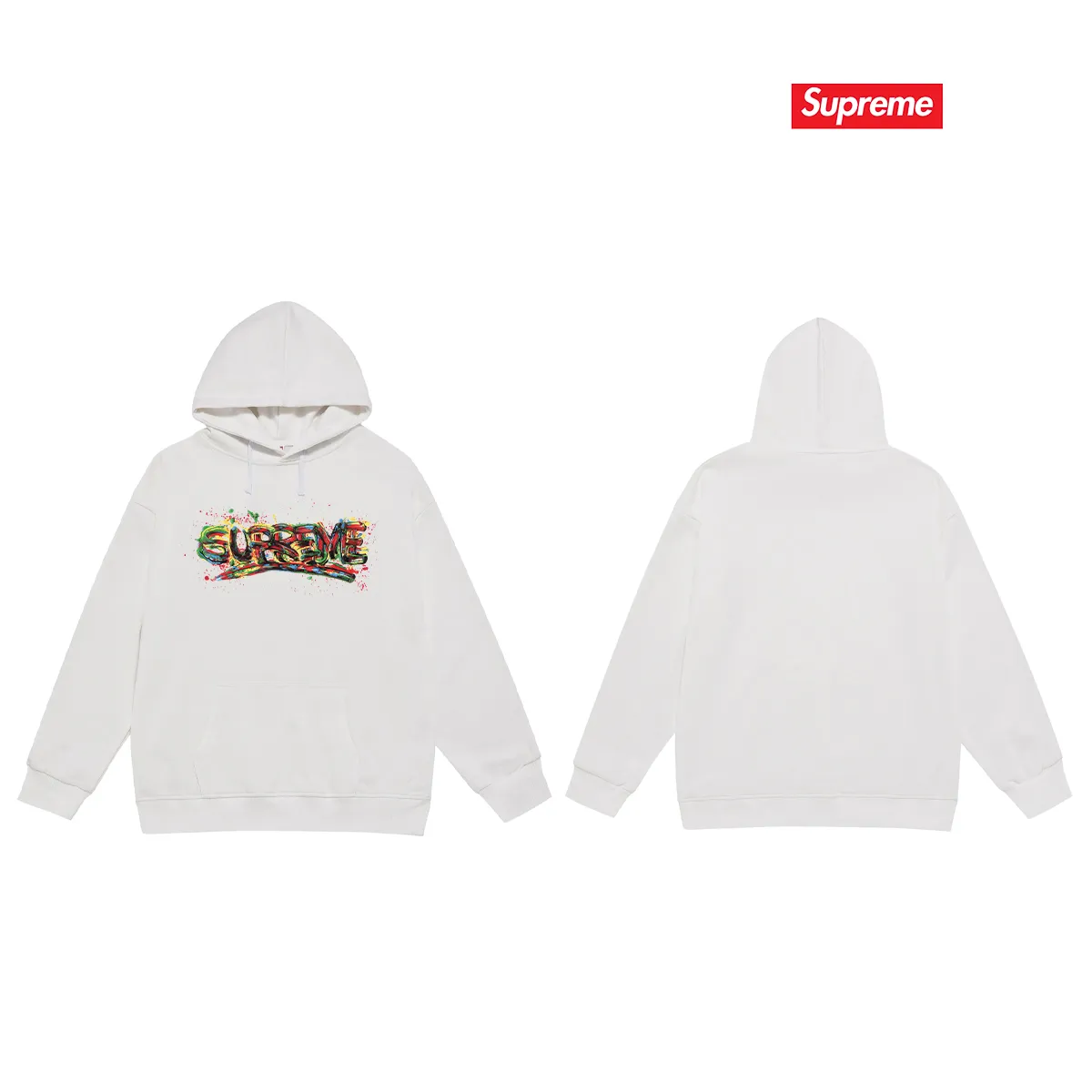 Style No. S2224 #Terry P160💰 Velvet P170💰 Sup 70SS Paint Logo Tee Season Spray Paint Graffiti Hooded Sweatshirt Made of 400g large terry 430g silver fox velvet (drop shoulder large version) fabric, soft texture and no pilling Imported environmentally friendly printing glue The pattern is bright and three-dimensional Quality 💥Same style for men and women The upper body is trendy Color: black white gray Size: S M L XL XXL