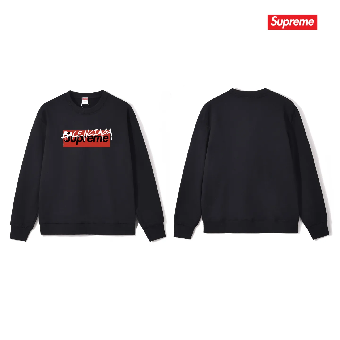 Style No. S1001 #terryp150💰 Velvet 160💰 Balenciaga co-branded supreme round-neck sweatshirt. Made of 400g large terry (drop shoulder large version) fabric. The texture is soft and non-pilling. Imported environmentally friendly printing glue. The pattern is bright and three-dimensional. Quality💥Same style for men and women. The upper body is trendy. Color: black Size: S M L XL XXL