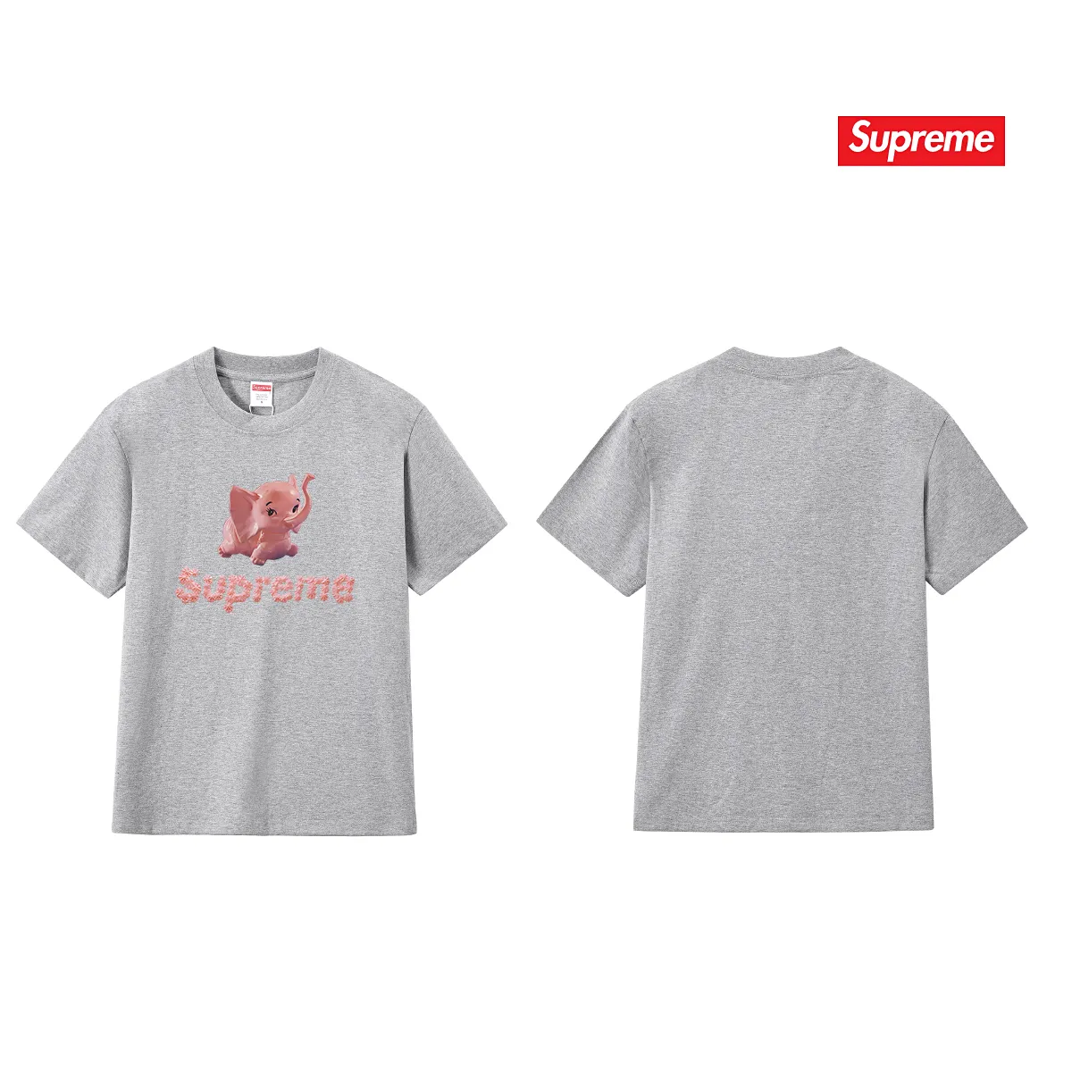 S228 P110💰 Sup Elephant Couple's short-sleeved men's and women's T pure cotton heavyweight American print Loose version Made of 260 grams of combed cotton double yarn From fabrics to accessories, all three standards are complete and follow ZP Imported Matsui company's slurry printing will never crack The whole piece adopts three-needle five-thread technology The neckline-shoulder seam-sleeve seam double line, looks more three-dimensional and textured) The same process as the original version, classic version Feel free to compare zp. The whole piece adopts three-needle five-thread craftsmanship (neckline-shoulder seam-sleeve seam double thread, which looks more three-dimensional and textured). It has the same craftsmanship as the original original, classic version. Color: black, white, light gray, pink, navy. Size: S M L XL XXL