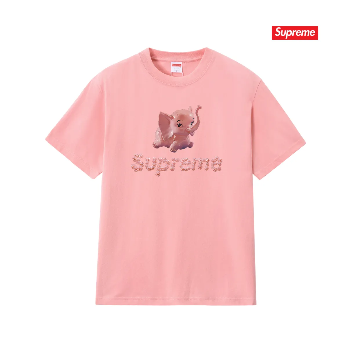 S228 P110💰 Sup Elephant Couple's short-sleeved men's and women's T pure cotton heavyweight American print Loose version Made of 260 grams of combed cotton double yarn From fabrics to accessories, all three standards are complete and follow ZP Imported Matsui company's slurry printing will never crack The whole piece adopts three-needle five-thread technology The neckline-shoulder seam-sleeve seam double line, looks more three-dimensional and textured) The same process as the original version, classic version Feel free to compare zp. The whole piece adopts three-needle five-thread craftsmanship (neckline-shoulder seam-sleeve seam double thread, which looks more three-dimensional and textured). It has the same craftsmanship as the original original, classic version. Color: black, white, light gray, pink, navy. Size: S M L XL XXL