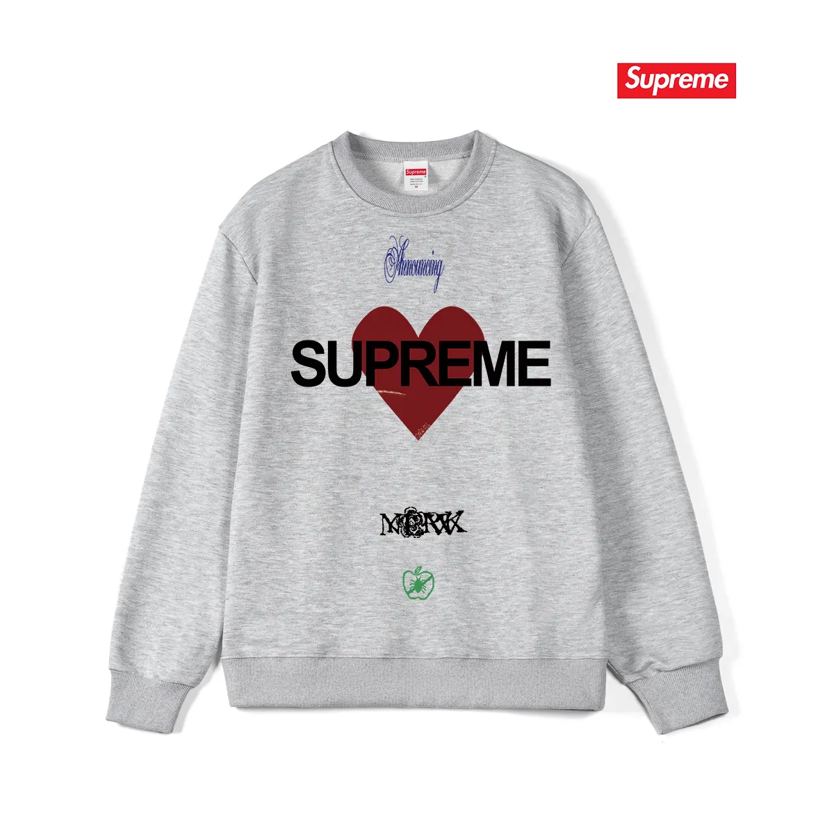 Style No. S1145 #terry p150💰 Plus velvet 160💰 Sup The highest declaration of love from fashion brands Announcing round neck printed round neck sweatshirt Made of 400 grams of large terry (drop shoulder large version) fabric, soft texture and no pilling Imported environmentally friendly printing glue The pattern is bright and three-dimensional Quality 💥Same style for men and women The upper body is trendy Color: black white gray Size: S M L XL XXL